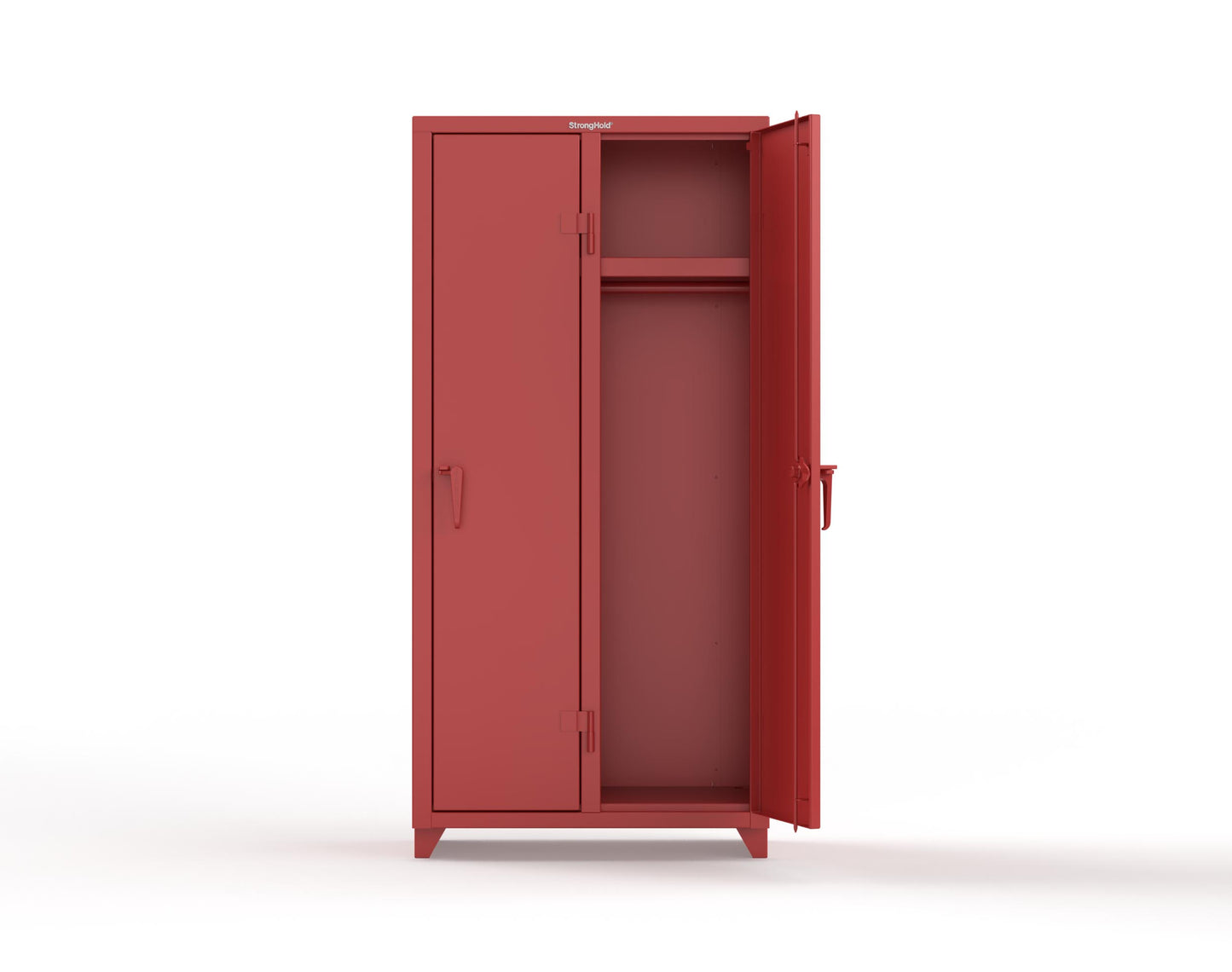 Extra Heavy Duty 14 GA Single-Tier Locker with Shelf and Hanger Rod, 2 Compartments - 36 in. W x 18 in. D x 75 in. H - 36-2D-18-1T-L-3001
