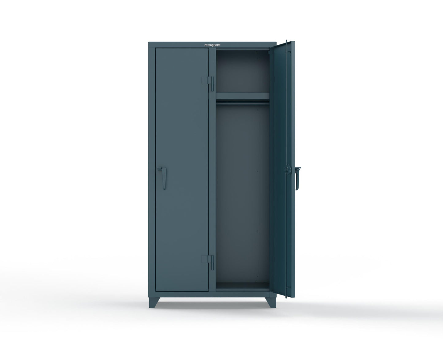 Extra Heavy Duty 14 GA Single-Tier Locker with Shelf and Hanger Rod, 2 Compartments - 36 in. W x 18 in. D x 75 in. H - 36-2D-18-1T-L-5001