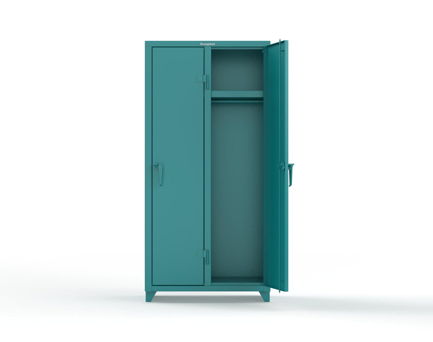 Extra Heavy Duty 14 GA Single-Tier Locker with Shelf and Hanger Rod, 2 Compartments - 36 in. W x 18 in. D x 75 in. H - 36-2D-18-1T-L-5021