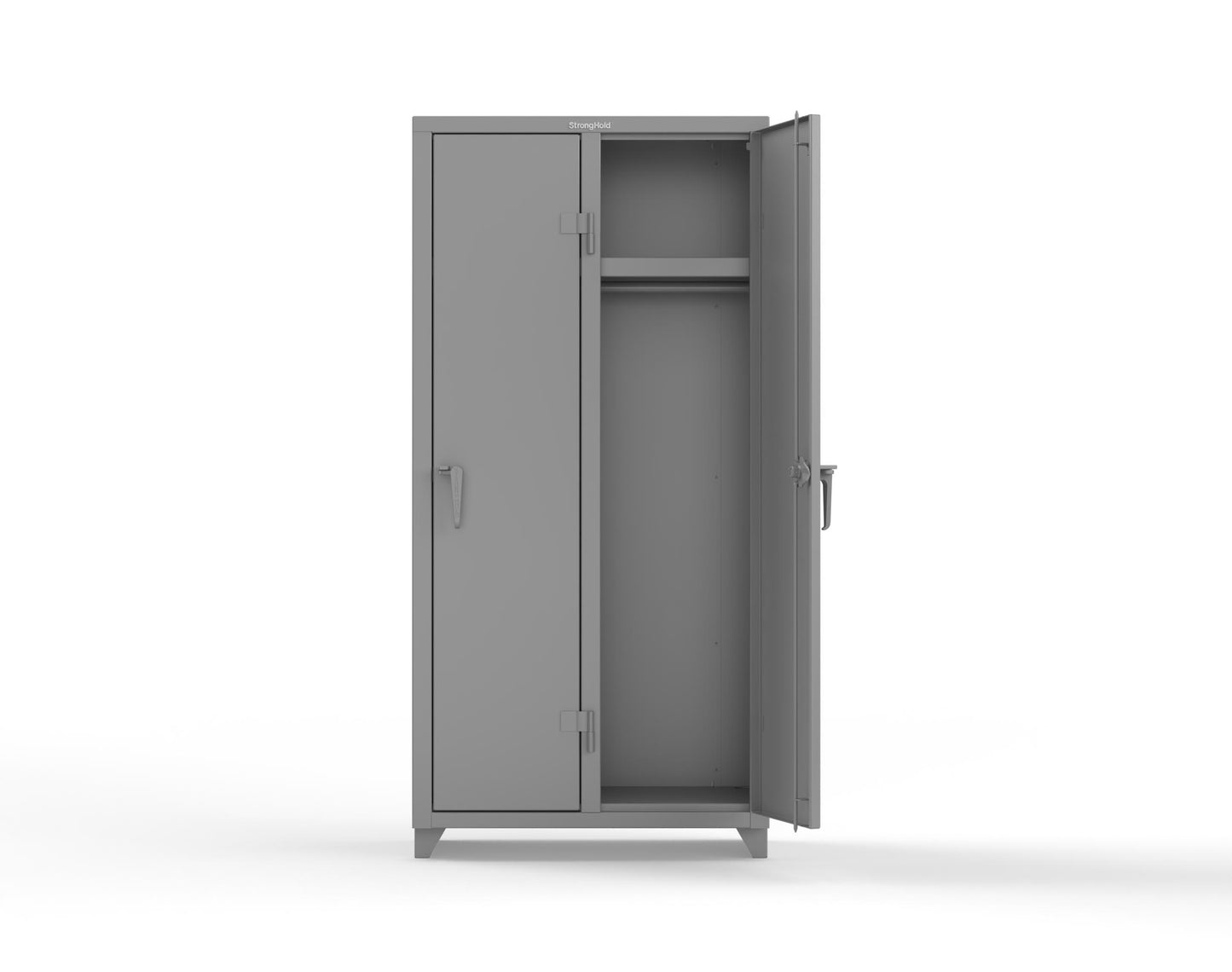 Extra Heavy Duty 14 GA Single-Tier Locker with Shelf and Hanger Rod, 2 Compartments - 36 in. W x 18 in. D x 75 in. H - 36-2D-18-1T-L-7037