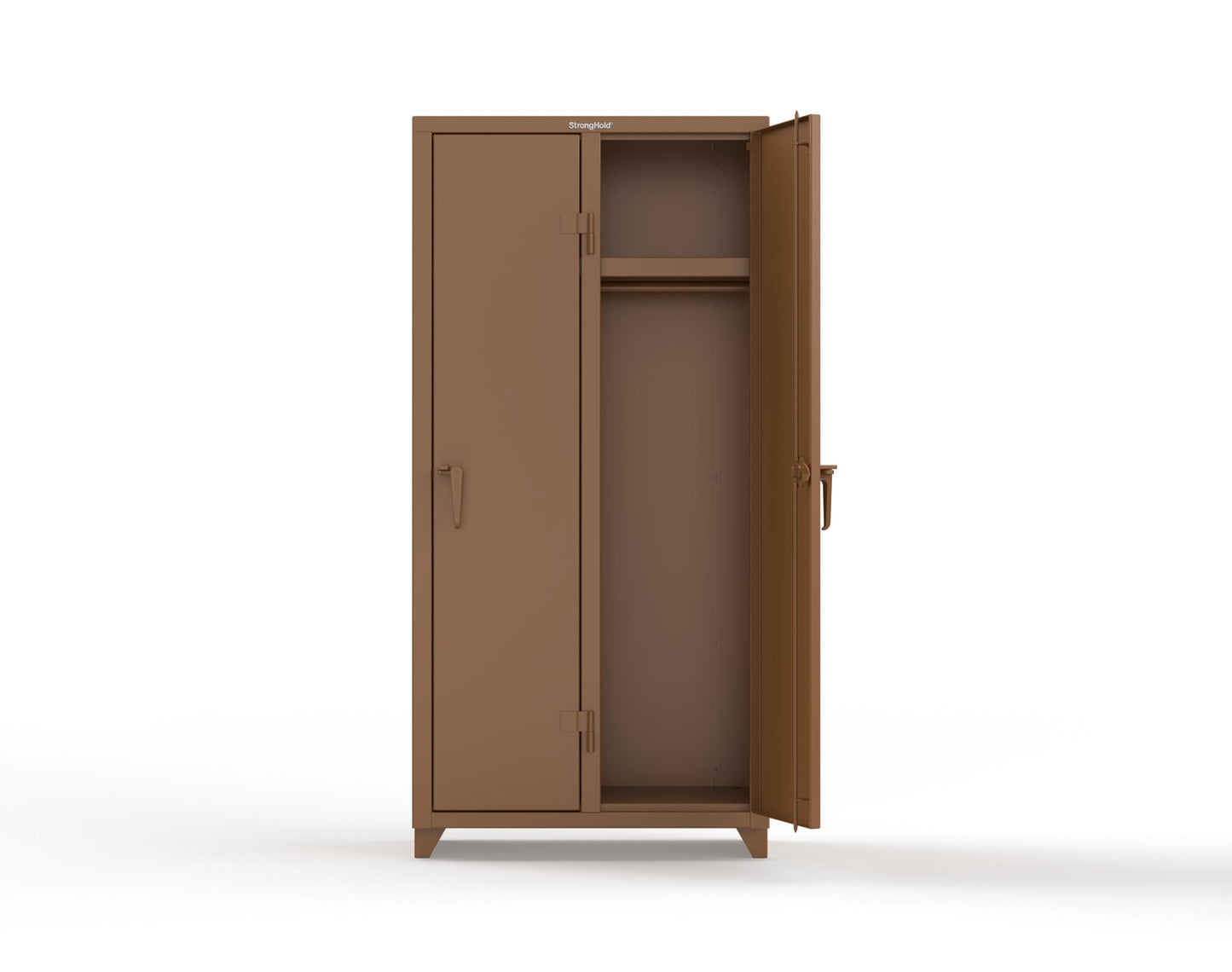 Extra Heavy Duty 14 GA Single-Tier Locker with Shelf and Hanger Rod, 2 Compartments - 36 in. W x 18 in. D x 75 in. H - 36-2D-18-1T-L-8008