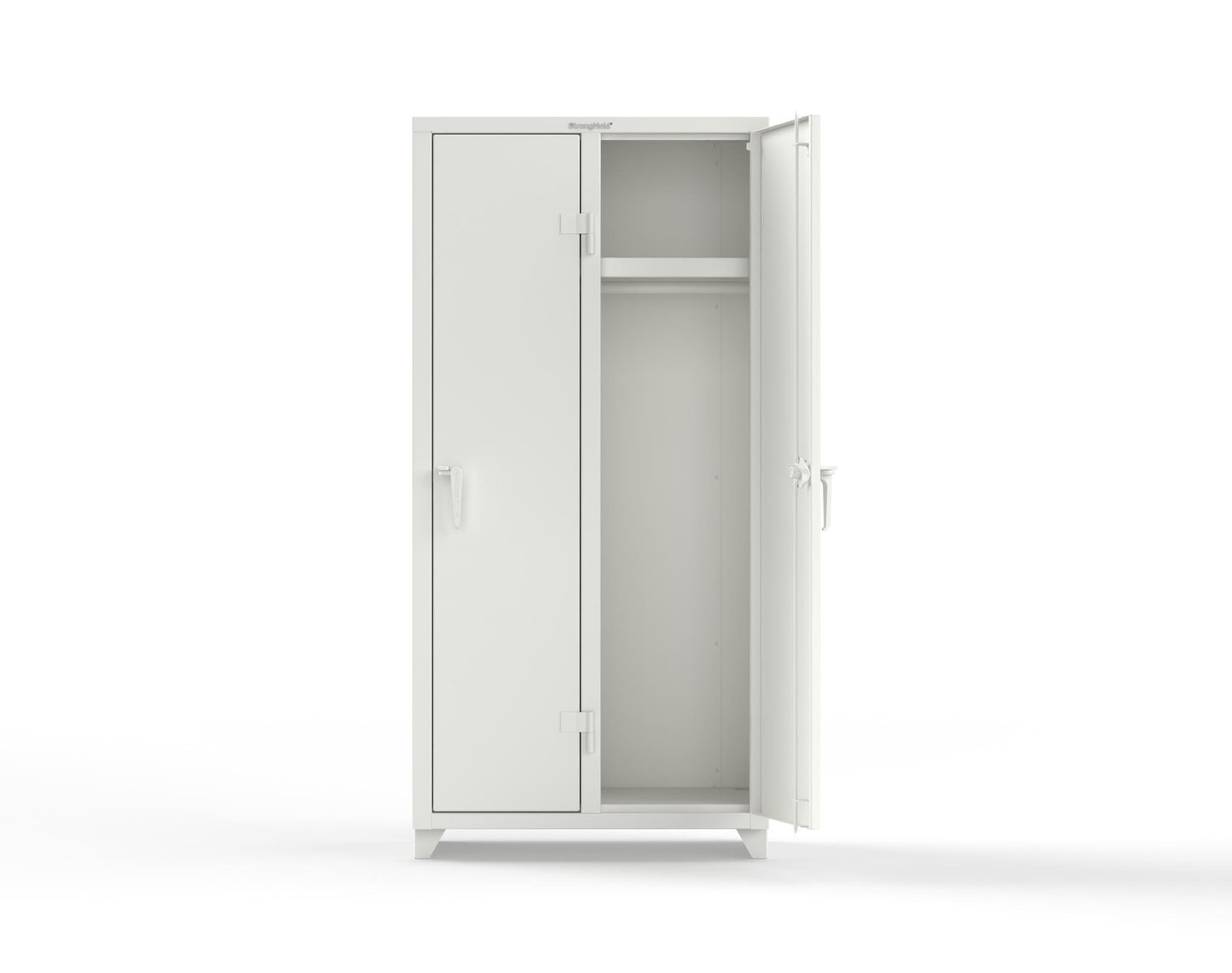 Extra Heavy Duty 14 GA Single-Tier Locker with Shelf and Hanger Rod, 2 Compartments - 36 in. W x 18 in. D x 75 in. H - 36-2D-18-1T-L-9003
