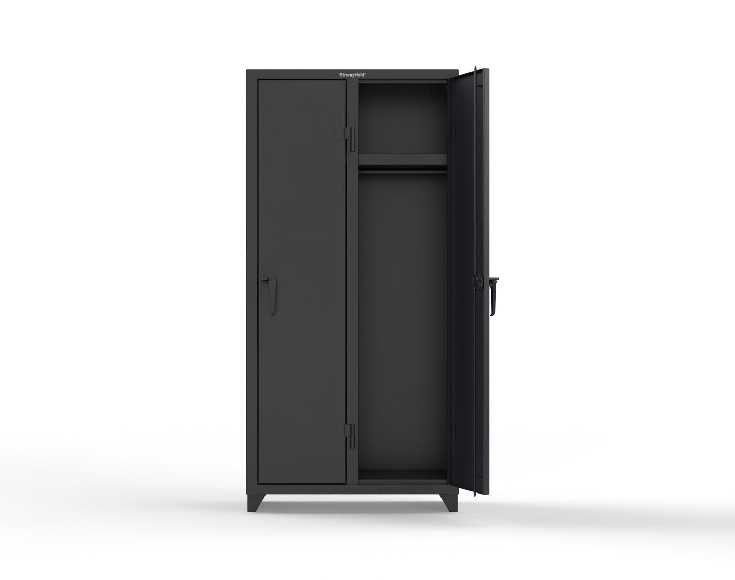 Extra Heavy Duty 14 GA Single-Tier Locker with Shelf and Hanger Rod, 2 Compartments - 36 in. W x 18 in. D x 75 in. H - 36-2D-18-1T-L-9005