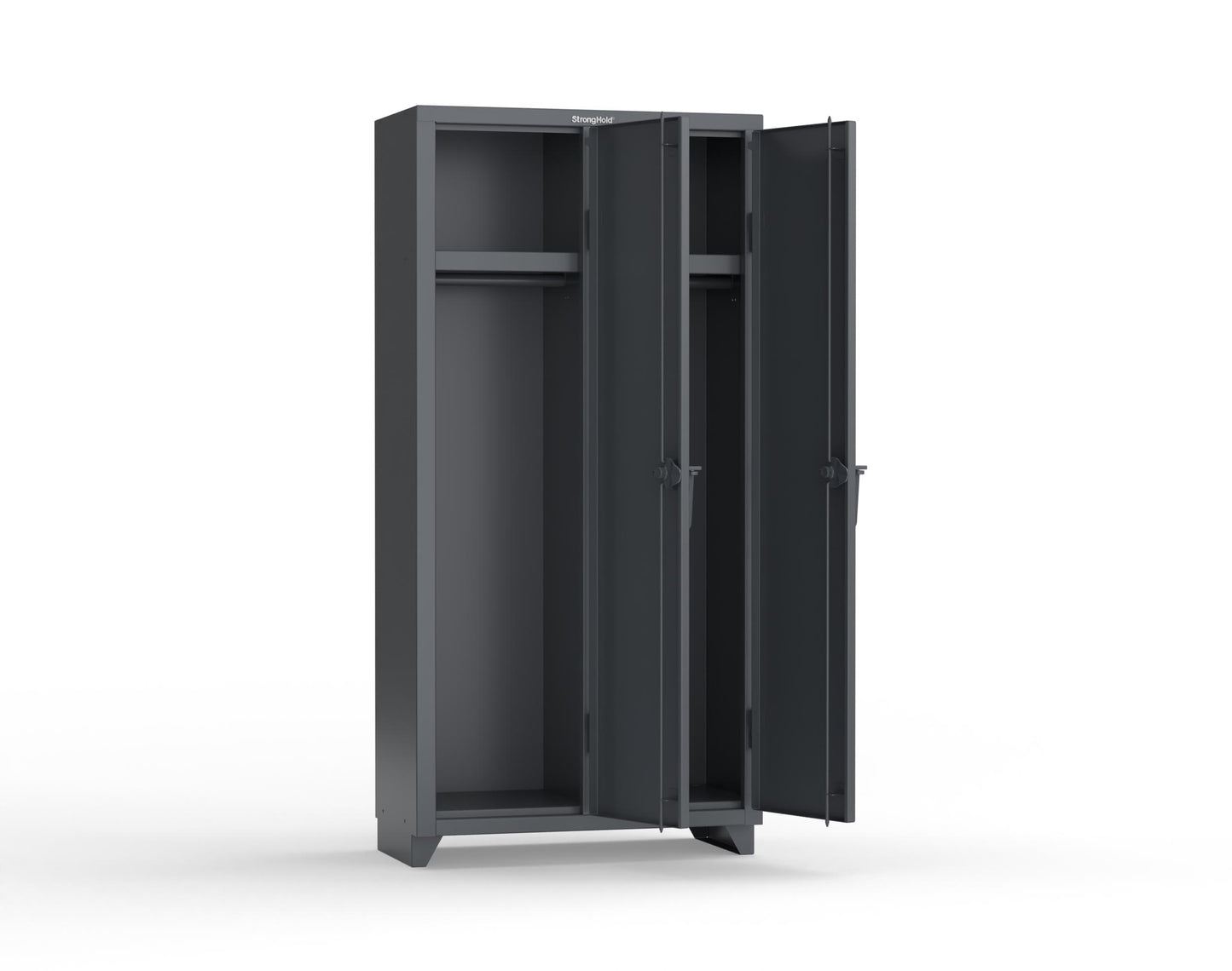 Extra Heavy Duty 14 GA Single-Tier Locker with Shelf and Hanger Rod, 2 Compartments - 36 in. W x 18 in. D x 75 in. H - 36-2D-18-1T-L-7024