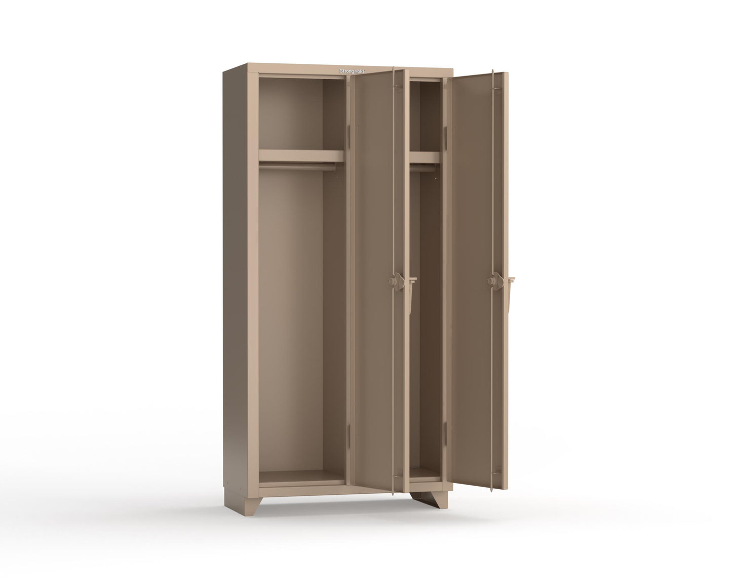 Extra Heavy Duty 14 GA Single-Tier Locker with Shelf and Hanger Rod, 2 Compartments - 36 in. W x 18 in. D x 75 in. H - 36-2D-18-1T-L-1019