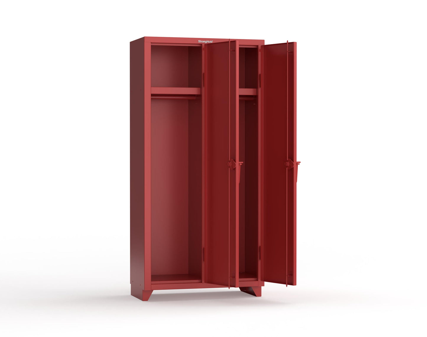Extra Heavy Duty 14 GA Single-Tier Locker with Shelf and Hanger Rod, 2 Compartments - 36 in. W x 18 in. D x 75 in. H - 36-2D-18-1T-L-3001