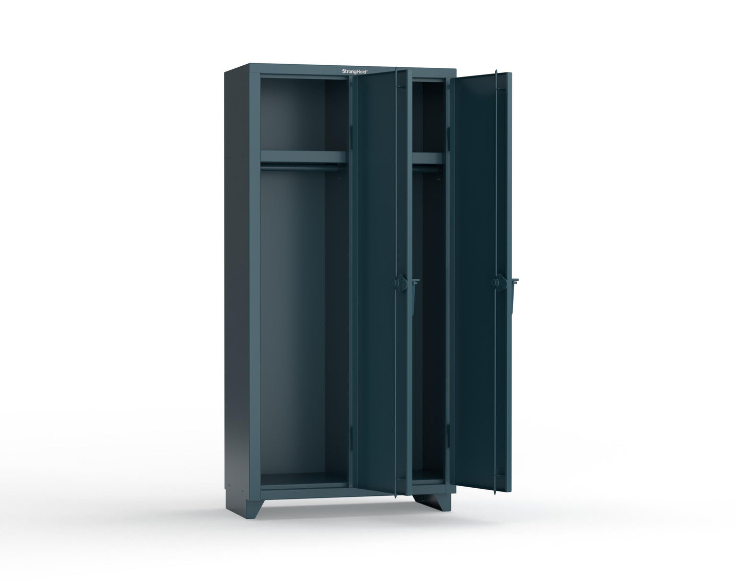 Extra Heavy Duty 14 GA Single-Tier Locker with Shelf and Hanger Rod, 2 Compartments - 36 in. W x 18 in. D x 75 in. H - 36-2D-18-1T-L-5001