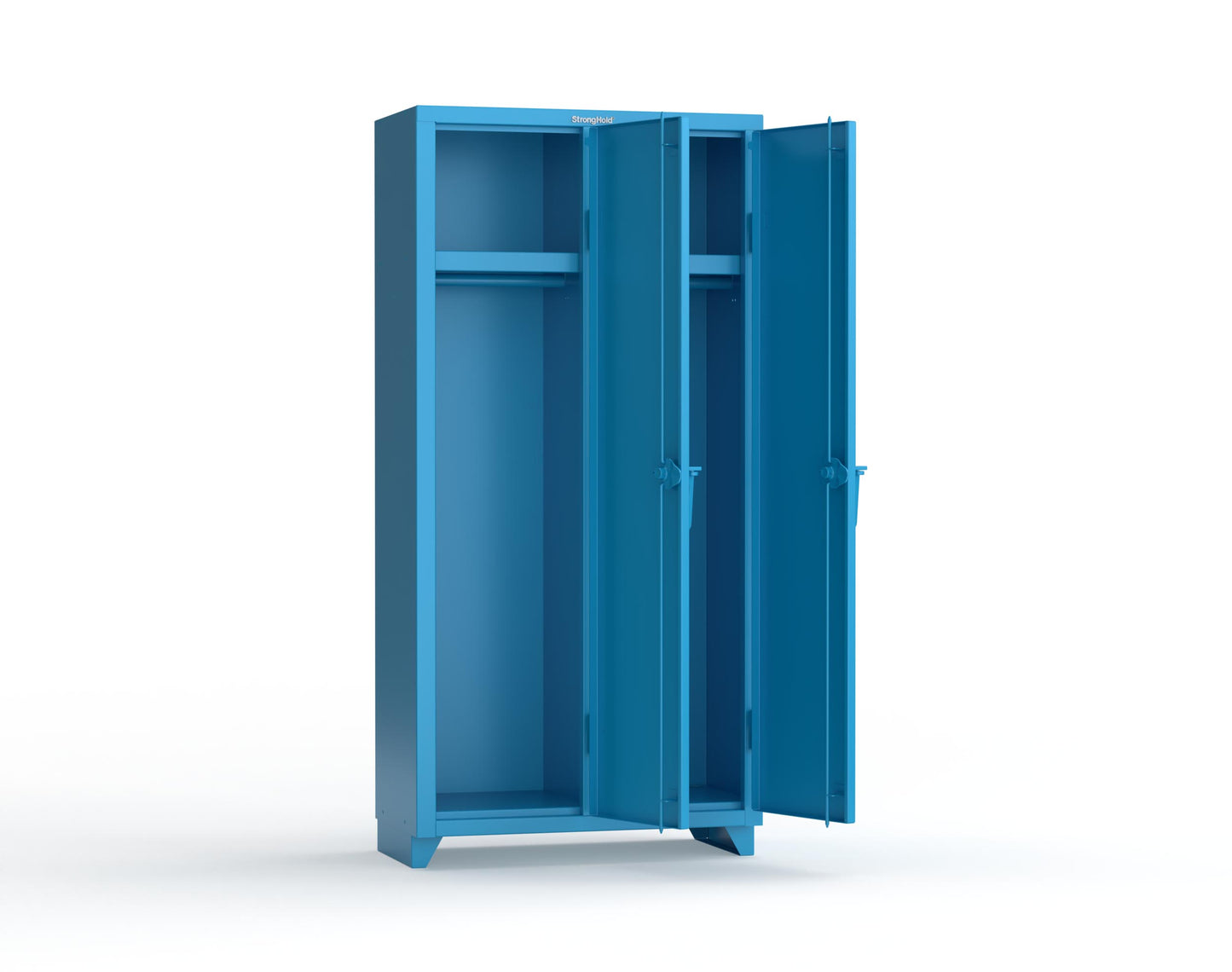 Extra Heavy Duty 14 GA Single-Tier Locker with Shelf and Hanger Rod, 2 Compartments - 36 in. W x 18 in. D x 75 in. H - 36-2D-18-1T-L-5012