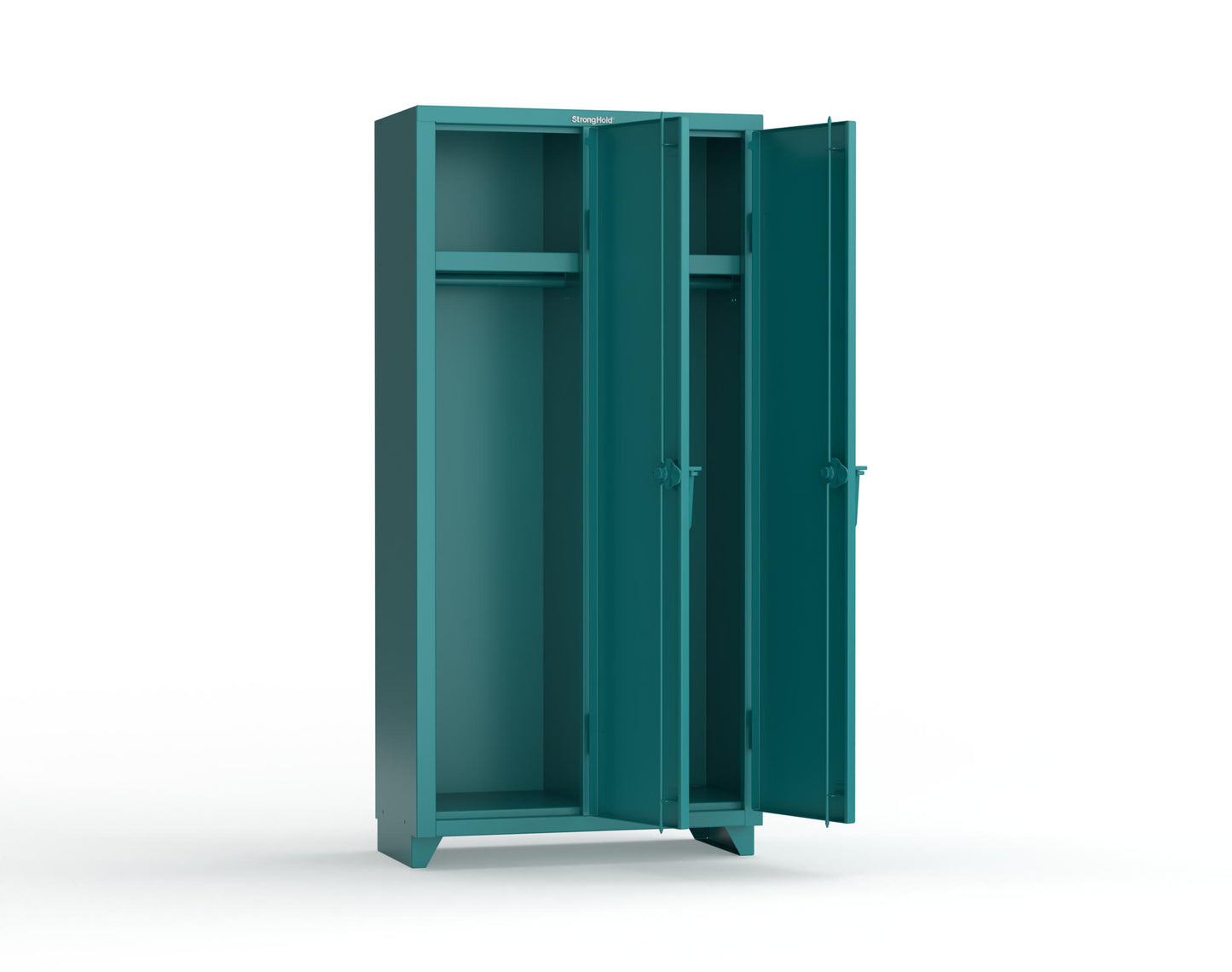 Extra Heavy Duty 14 GA Single-Tier Locker with Shelf and Hanger Rod, 2 Compartments - 36 in. W x 18 in. D x 75 in. H - 36-2D-18-1T-L-5021