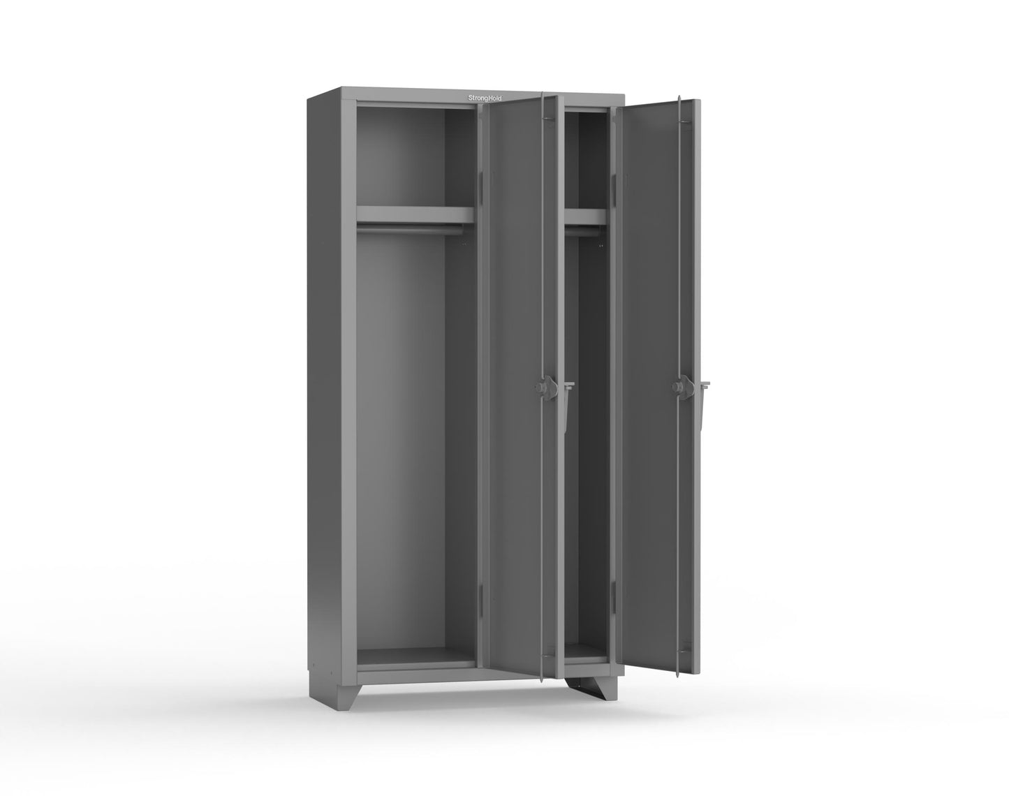 Extra Heavy Duty 14 GA Single-Tier Locker with Shelf and Hanger Rod, 2 Compartments - 36 in. W x 18 in. D x 75 in. H - 36-2D-18-1T-L-7037