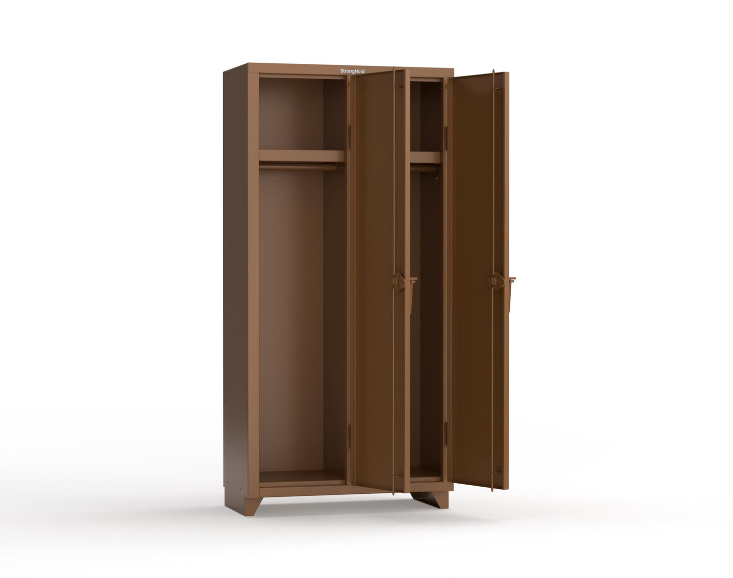 Extra Heavy Duty 14 GA Single-Tier Locker with Shelf and Hanger Rod, 2 Compartments - 36 in. W x 18 in. D x 75 in. H - 36-2D-18-1T-L-8008