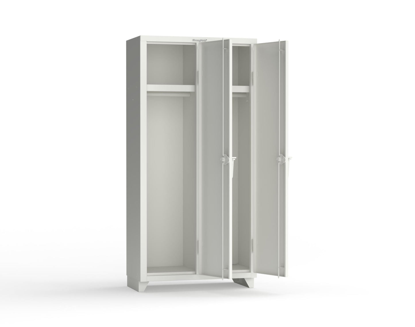 Extra Heavy Duty 14 GA Single-Tier Locker with Shelf and Hanger Rod, 2 Compartments - 36 in. W x 18 in. D x 75 in. H - 36-2D-18-1T-L-9003