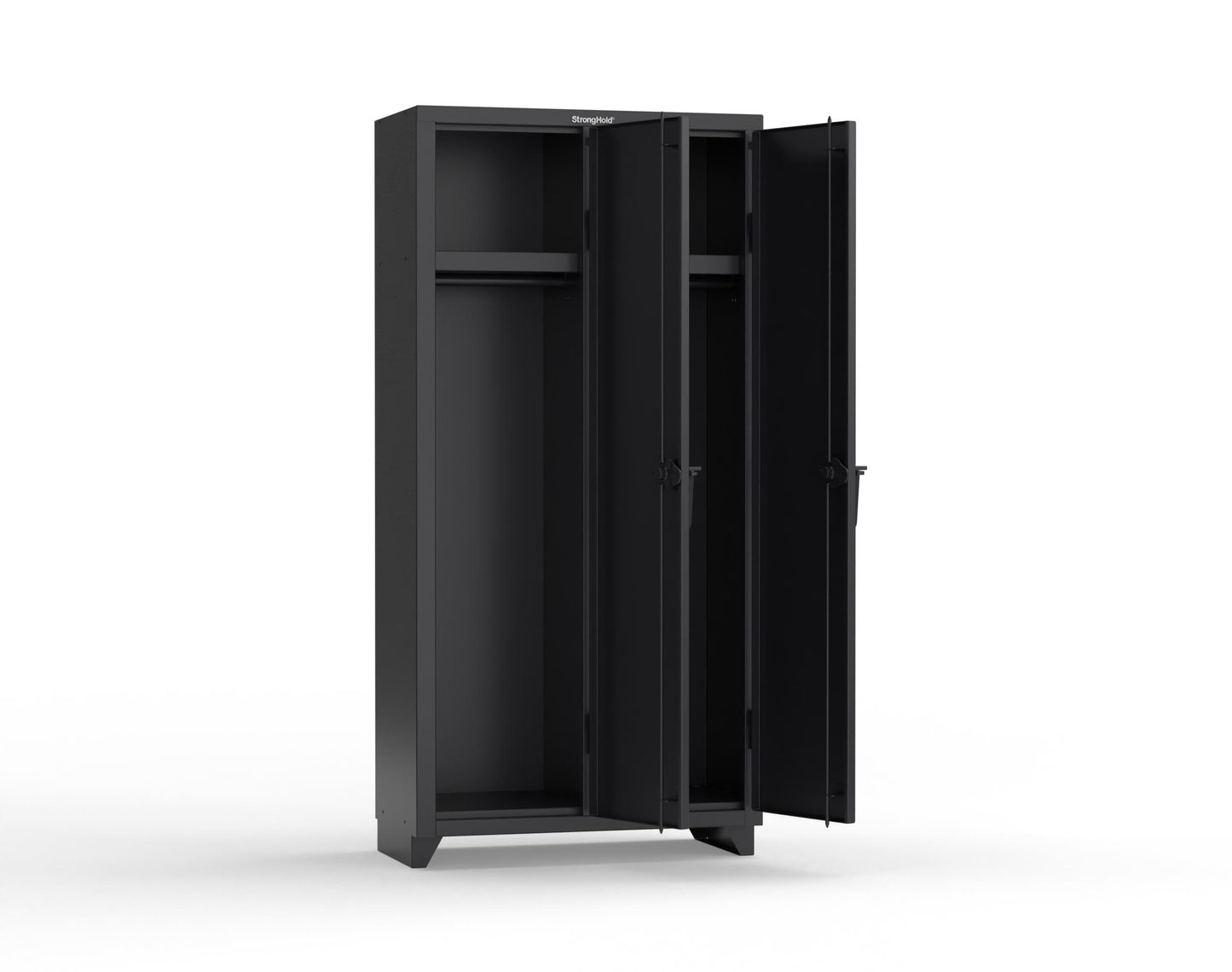 Extra Heavy Duty 14 GA Single-Tier Locker with Shelf and Hanger Rod, 2 Compartments - 36 in. W x 18 in. D x 75 in. H - 36-2D-18-1T-L-9005