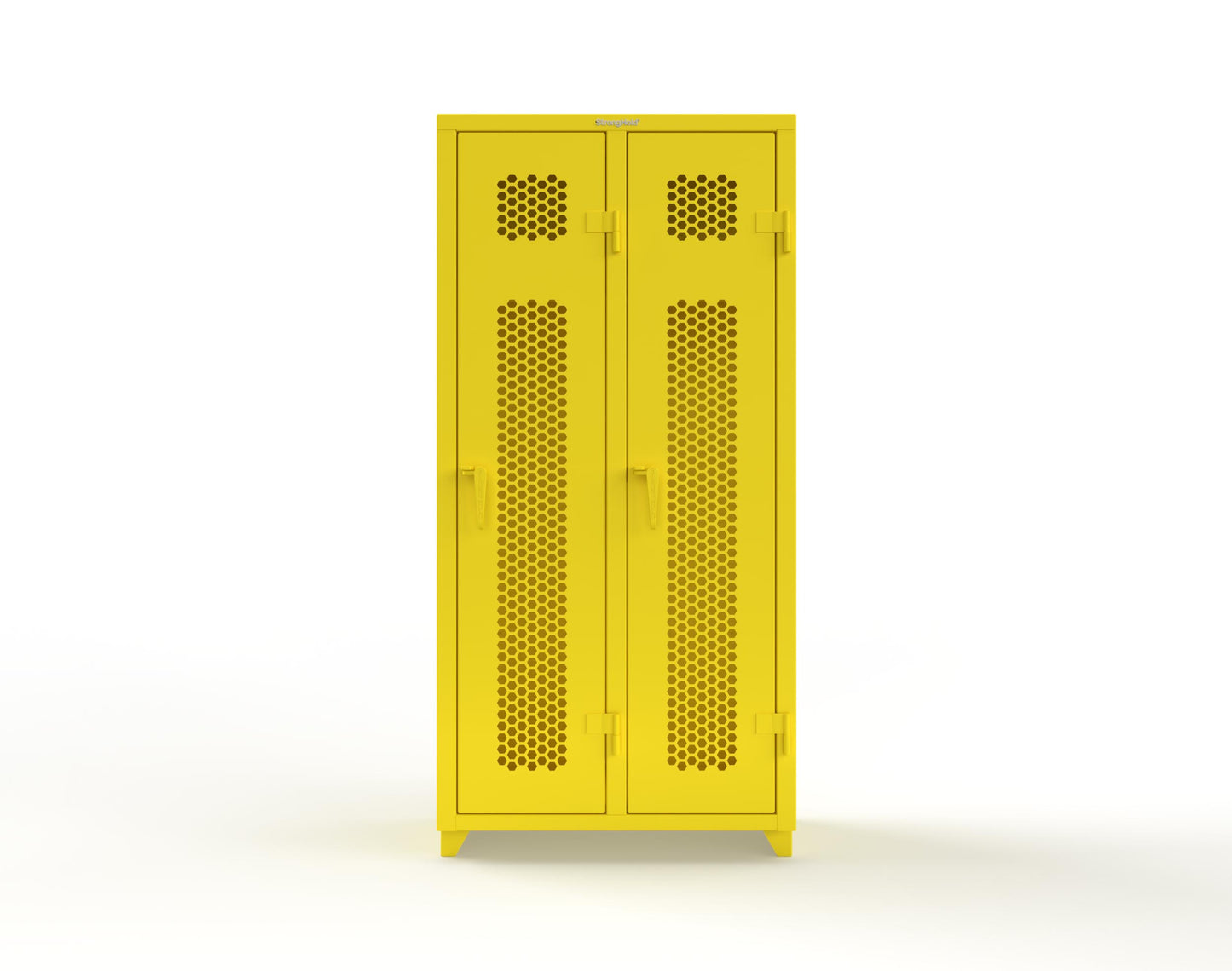 Extra Heavy Duty 14 GA Ventilated Single-Tier Locker with Shelf and Hanger Rod, 2 Compartments - 36 in. W x 18 in. D x 75 in. H - 36-2H-18-1T-L-1021