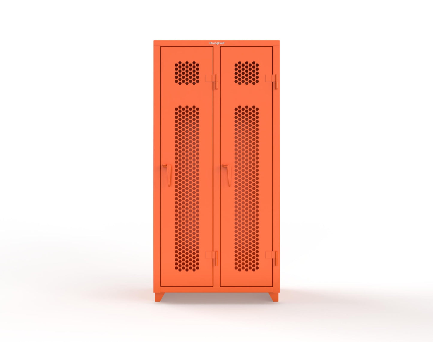 Extra Heavy Duty 14 GA Ventilated Single-Tier Locker with Shelf and Hanger Rod, 2 Compartments - 36 in. W x 18 in. D x 75 in. H - 36-2H-18-1T-L-2009