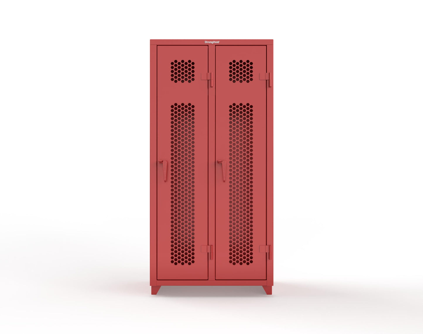 Extra Heavy Duty 14 GA Ventilated Single-Tier Locker with Shelf and Hanger Rod, 2 Compartments - 36 in. W x 18 in. D x 75 in. H - 36-2H-18-1T-L-3001