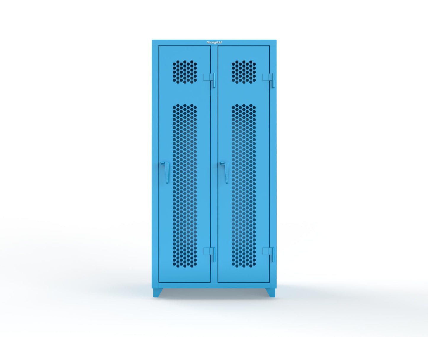 Extra Heavy Duty 14 GA Ventilated Single-Tier Locker with Shelf and Hanger Rod, 2 Compartments - 36 in. W x 18 in. D x 75 in. H - 36-2H-18-1T-L-5012