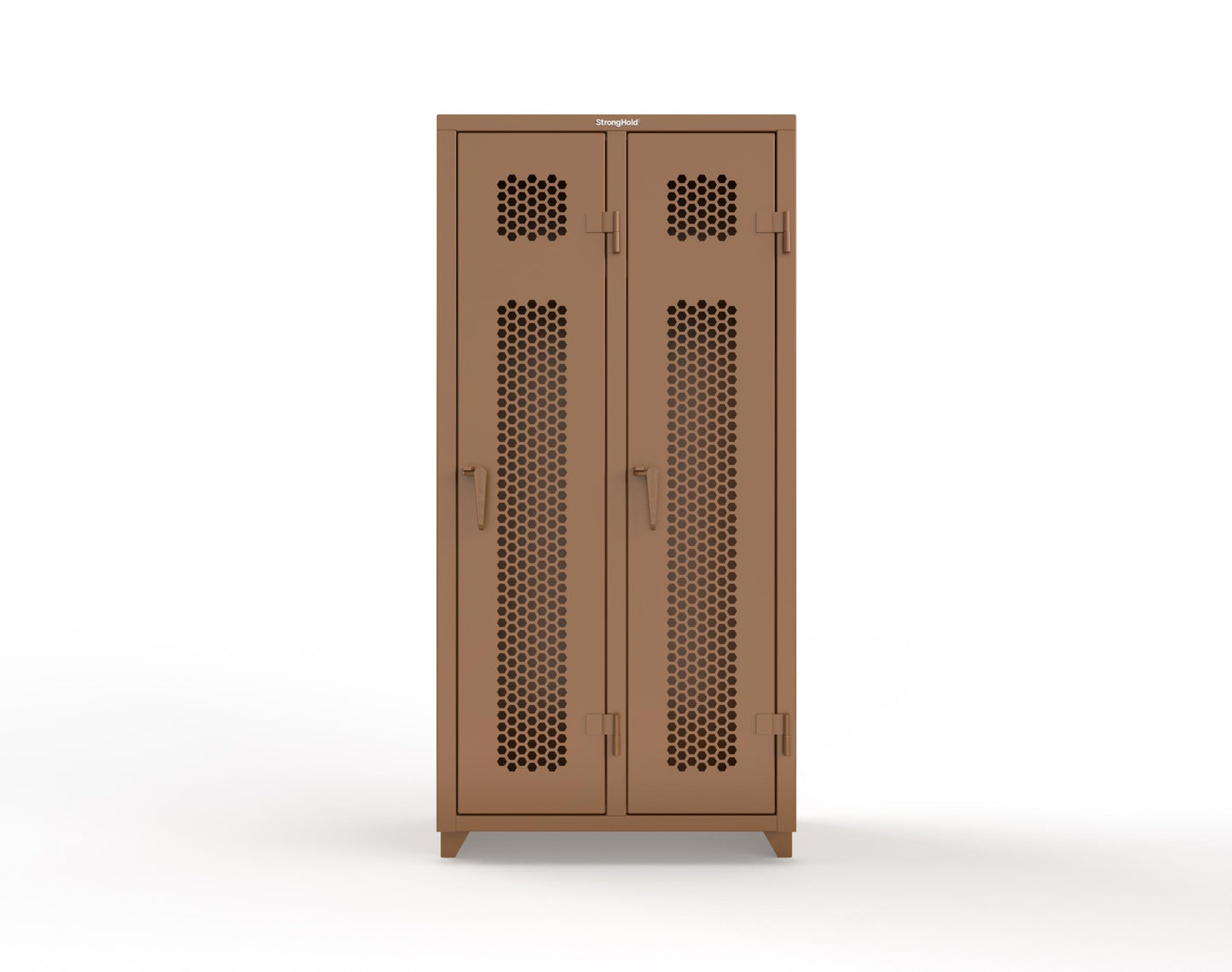 Extra Heavy Duty 14 GA Ventilated Single-Tier Locker with Shelf and Hanger Rod, 2 Compartments - 36 in. W x 18 in. D x 75 in. H - 36-2H-18-1T-L-8008