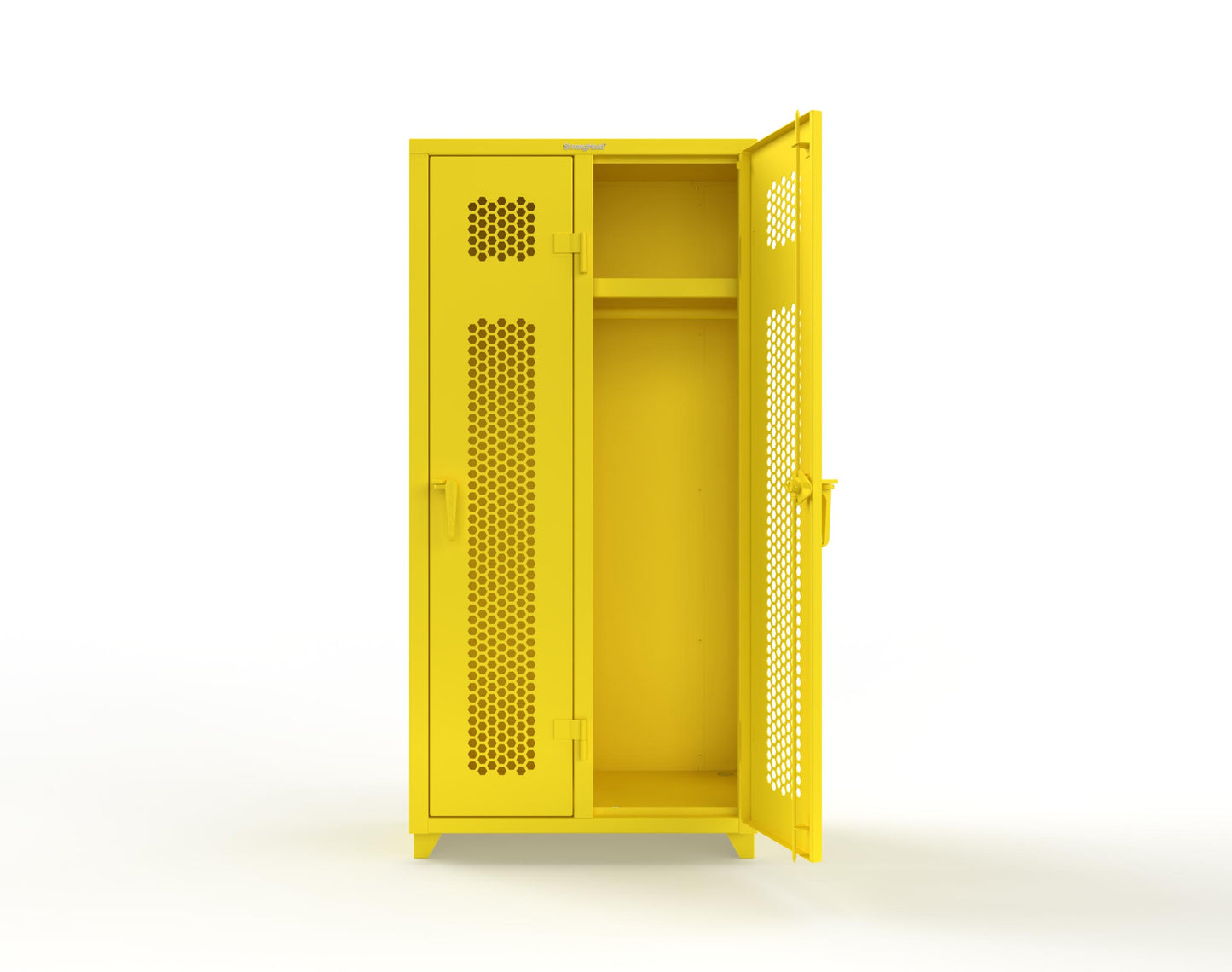 Extra Heavy Duty 14 GA Ventilated Single-Tier Locker with Shelf and Hanger Rod, 2 Compartments - 36 in. W x 18 in. D x 75 in. H - 36-2H-18-1T-L-1021