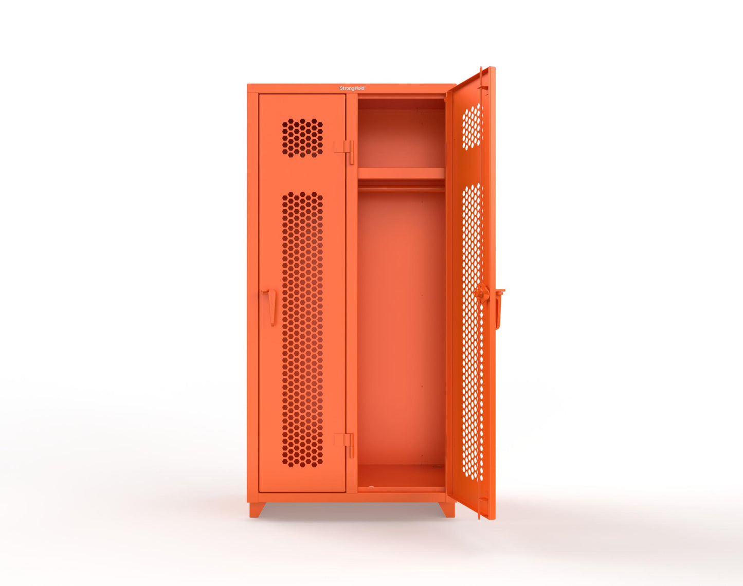 Extra Heavy Duty 14 GA Ventilated Single-Tier Locker with Shelf and Hanger Rod, 2 Compartments - 36 in. W x 18 in. D x 75 in. H - 36-2H-18-1T-L-2009