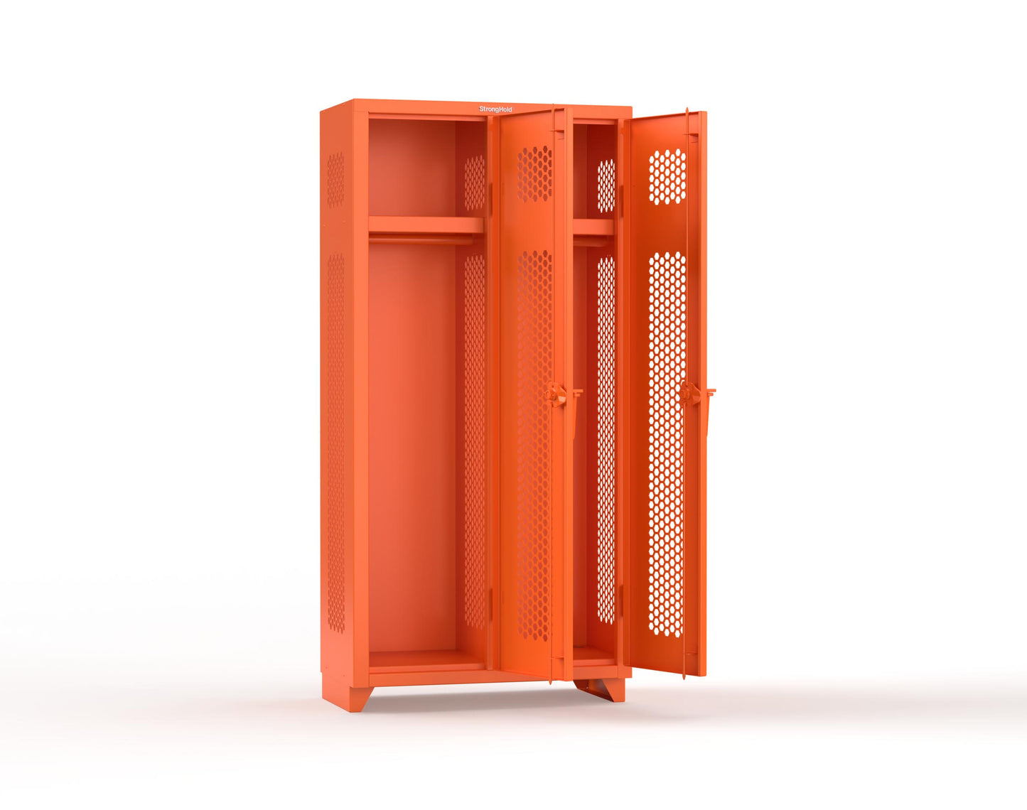 Extra Heavy Duty 14 GA Ventilated Single-Tier Locker with Shelf and Hanger Rod, 2 Compartments - 36 in. W x 18 in. D x 75 in. H - 36-2H-18-1T-L-2009