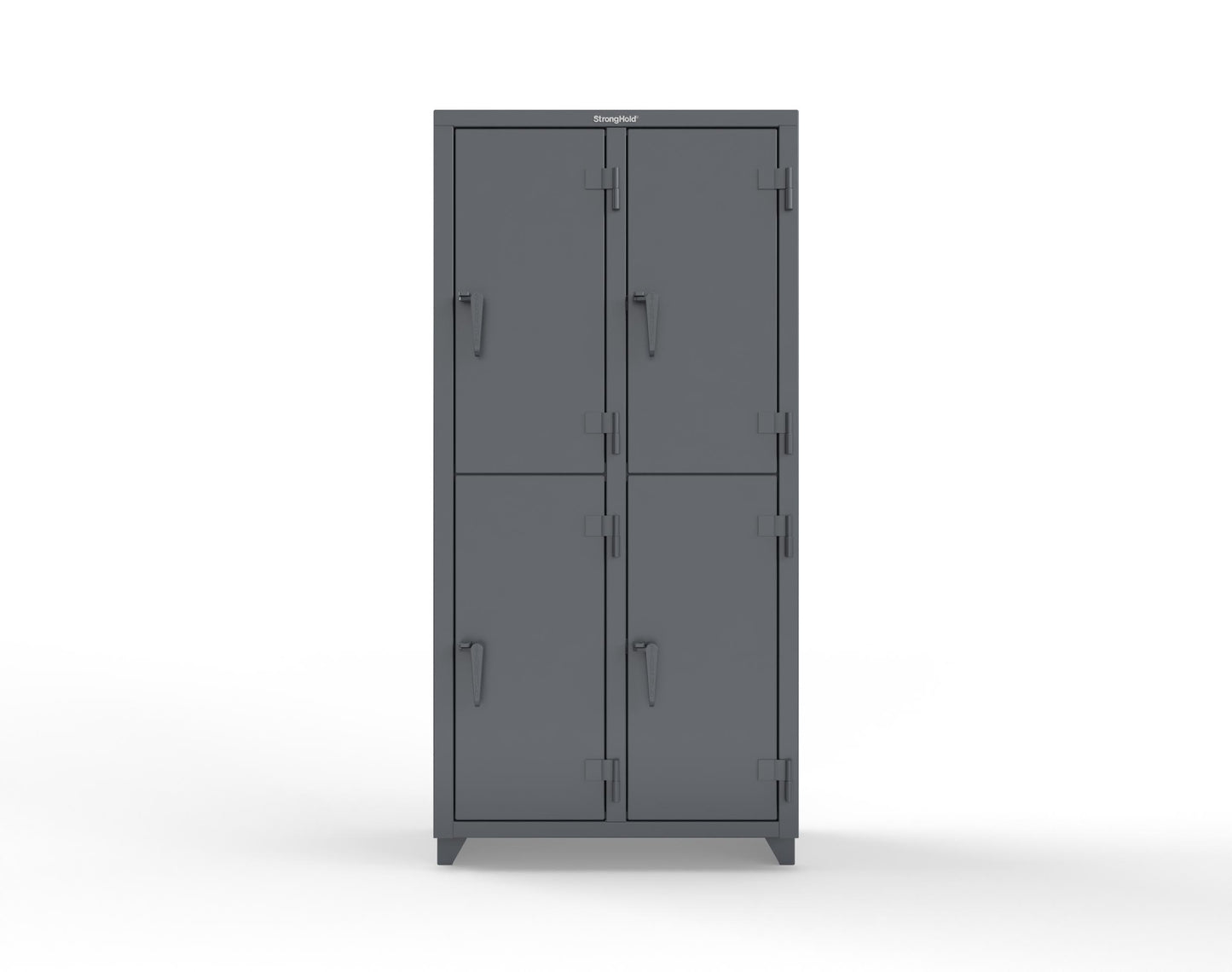 Extra Heavy Duty 14 GA Double-Tier Locker, 4 Compartments - 36 in. W x 18 in. D x 75 in. H - 36-4D-18-2T-L-7024