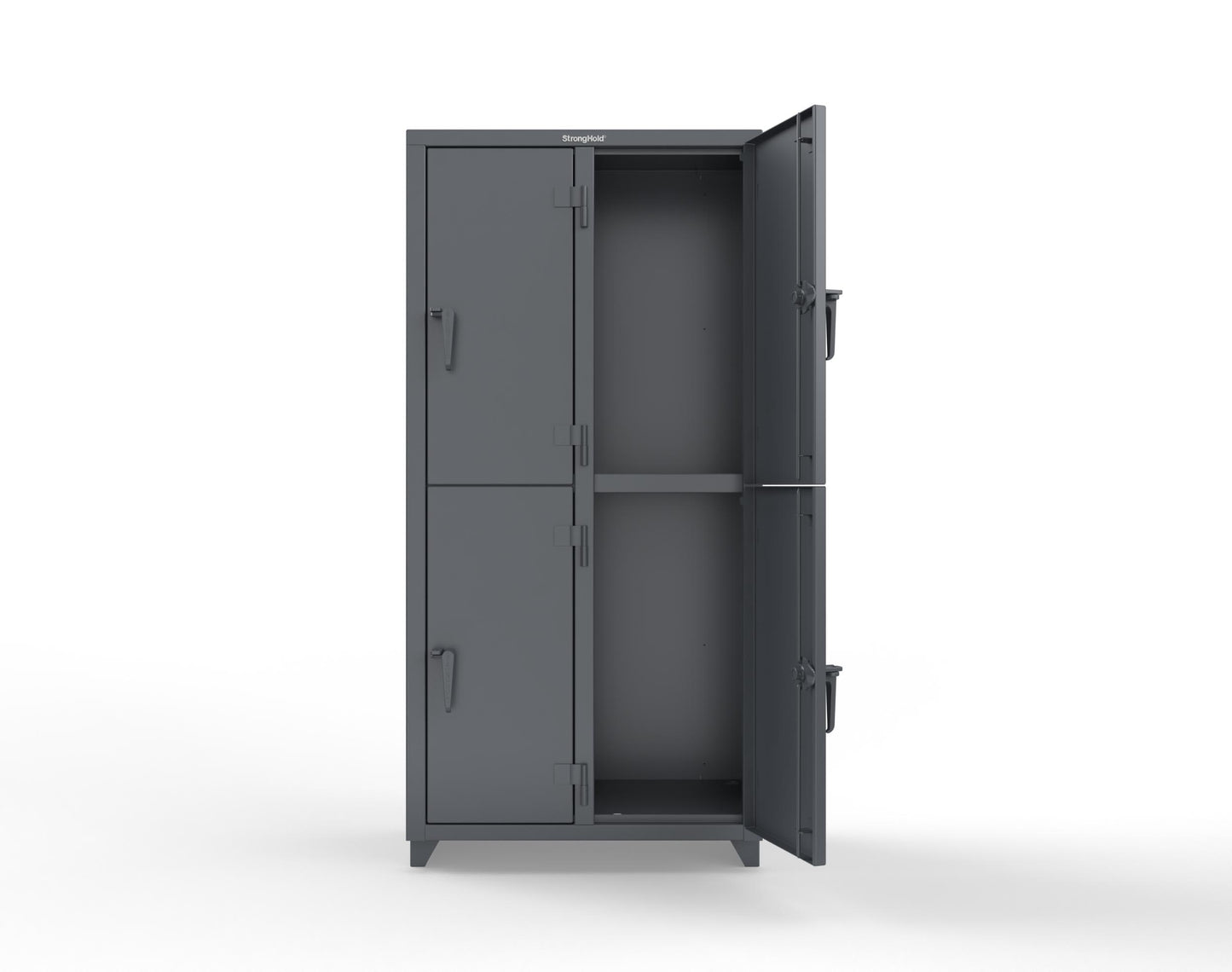 Extra Heavy Duty 14 GA Double-Tier Locker, 4 Compartments - 36 in. W x 18 in. D x 75 in. H - 36-4D-18-2T-L-7024