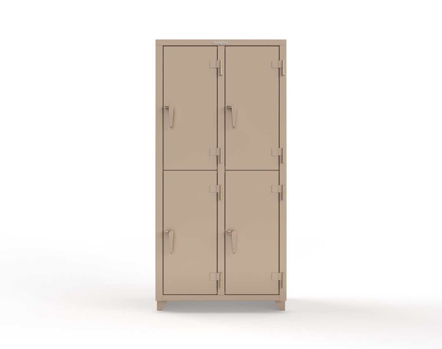 Extra Heavy Duty 14 GA Double-Tier Locker, 4 Compartments - 36 in. W x 18 in. D x 75 in. H - 36-4D-18-2T-L-1019