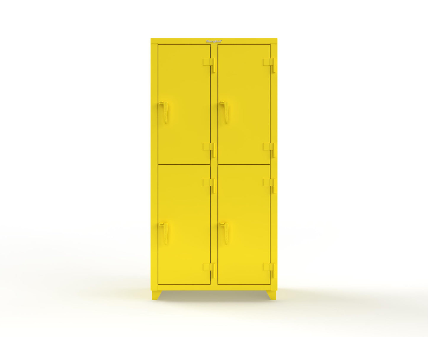 Extra Heavy Duty 14 GA Double-Tier Locker, 4 Compartments - 36 in. W x 18 in. D x 75 in. H - 36-4D-18-2T-L-1021