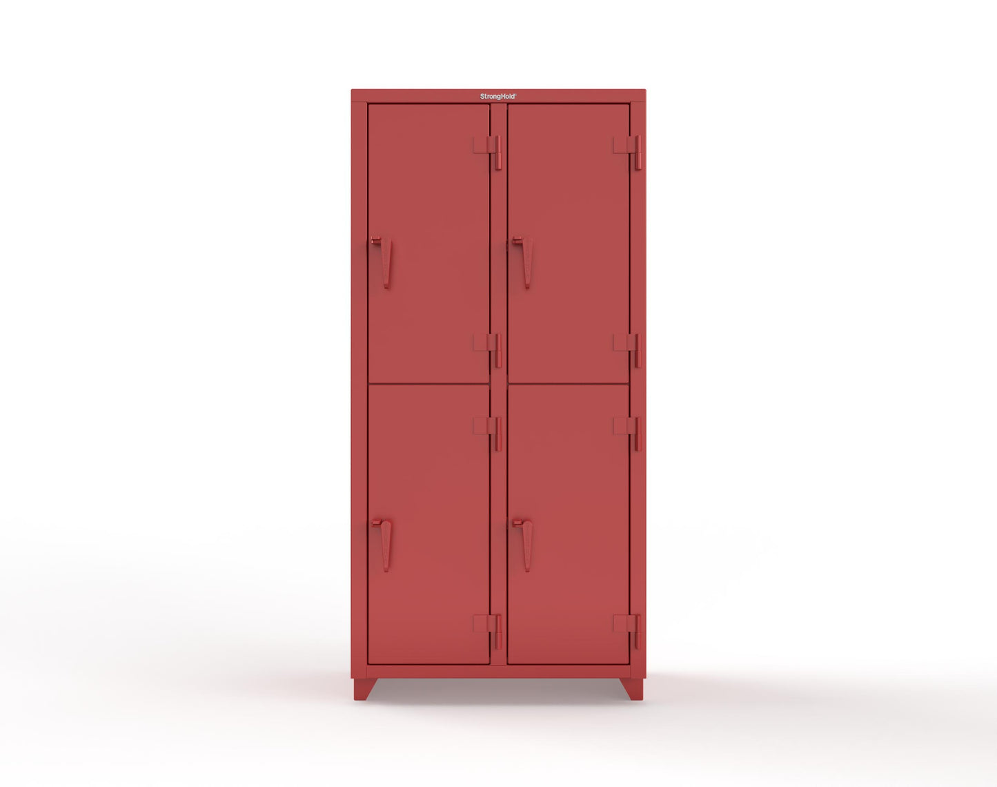 Extra Heavy Duty 14 GA Double-Tier Locker, 4 Compartments - 36 in. W x 18 in. D x 75 in. H - 36-4D-18-2T-L-3001