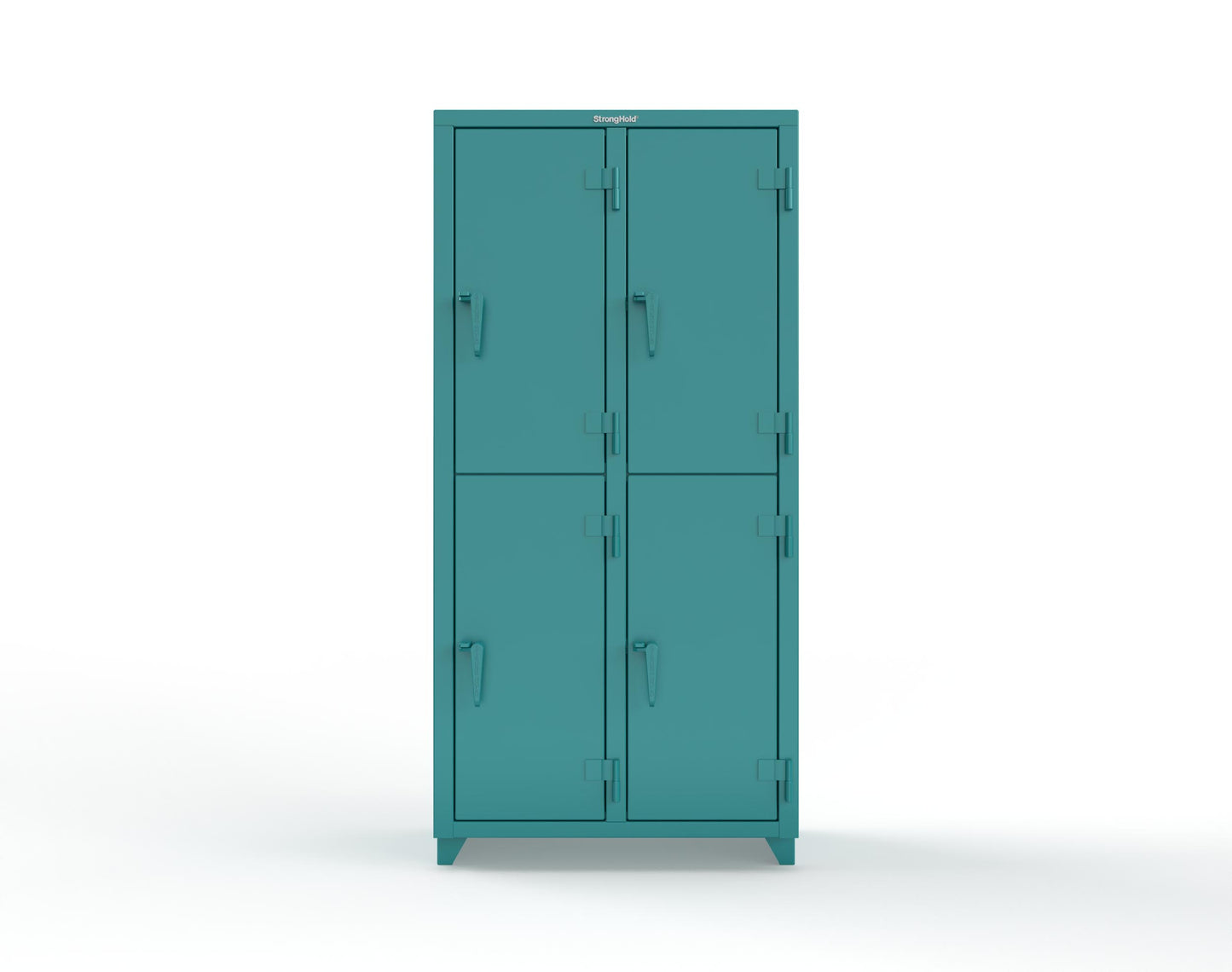Extra Heavy Duty 14 GA Double-Tier Locker, 4 Compartments - 36 in. W x 18 in. D x 75 in. H - 36-4D-18-2T-L-5021