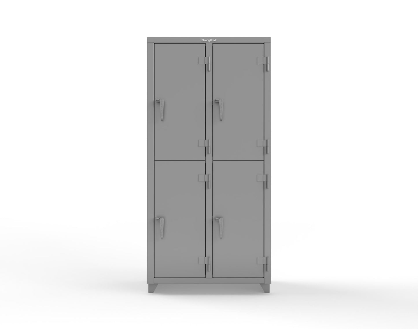 Extra Heavy Duty 14 GA Double-Tier Locker, 4 Compartments - 36 in. W x 18 in. D x 75 in. H - 36-4D-18-2T-L-7037
