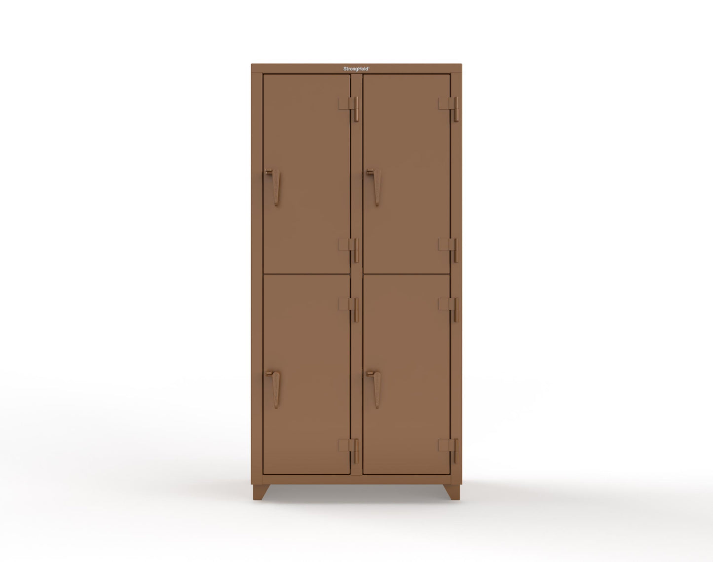 Extra Heavy Duty 14 GA Double-Tier Locker, 4 Compartments - 36 in. W x 18 in. D x 75 in. H - 36-4D-18-2T-L-8008