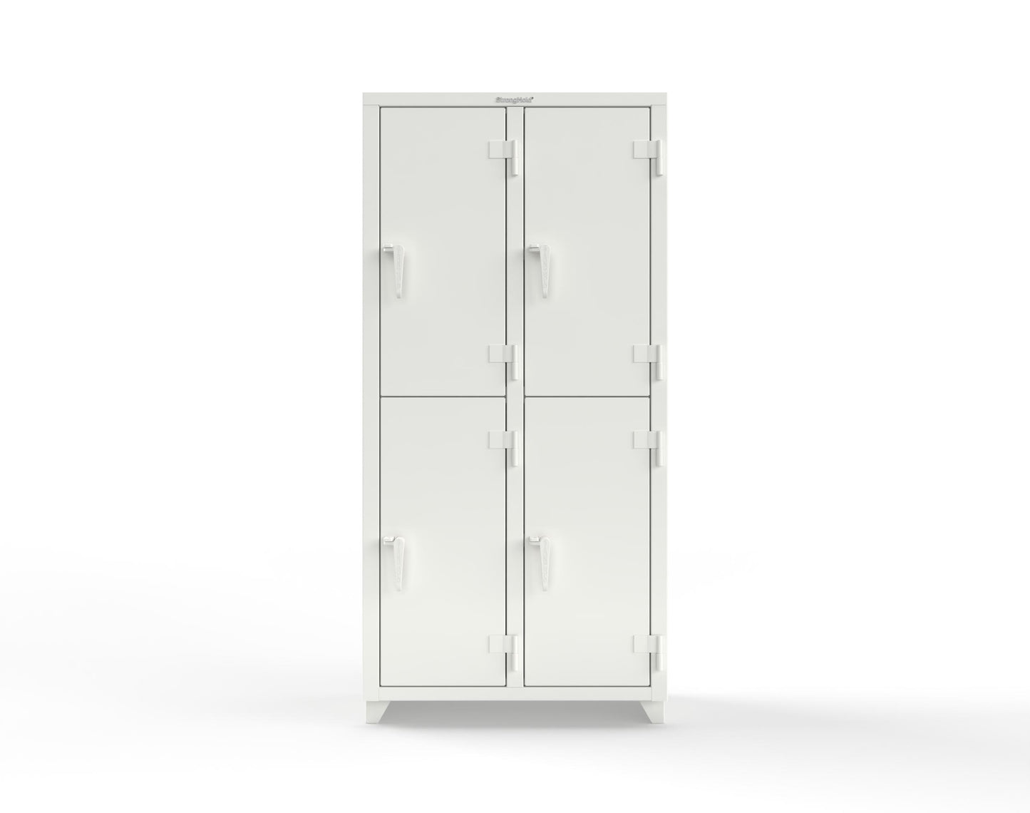 Extra Heavy Duty 14 GA Double-Tier Locker, 4 Compartments - 36 in. W x 18 in. D x 75 in. H - 36-4D-18-2T-L-9003
