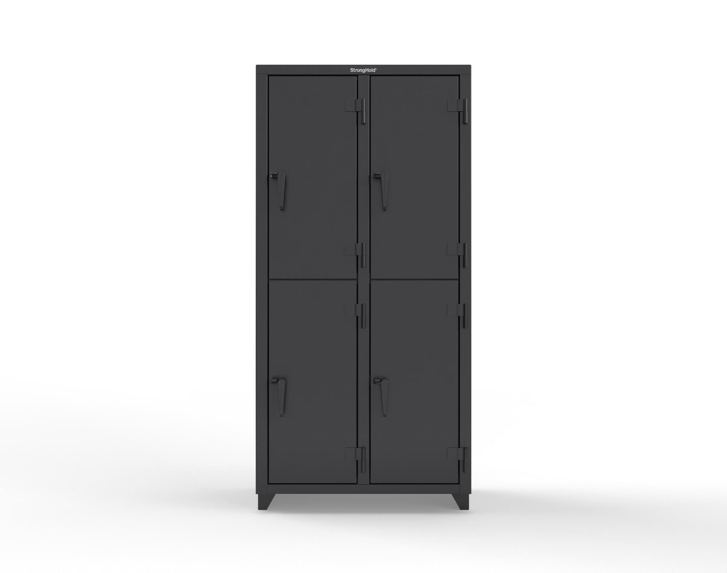 Extra Heavy Duty 14 GA Double-Tier Locker, 4 Compartments - 36 in. W x 18 in. D x 75 in. H - 36-4D-18-2T-L-9005