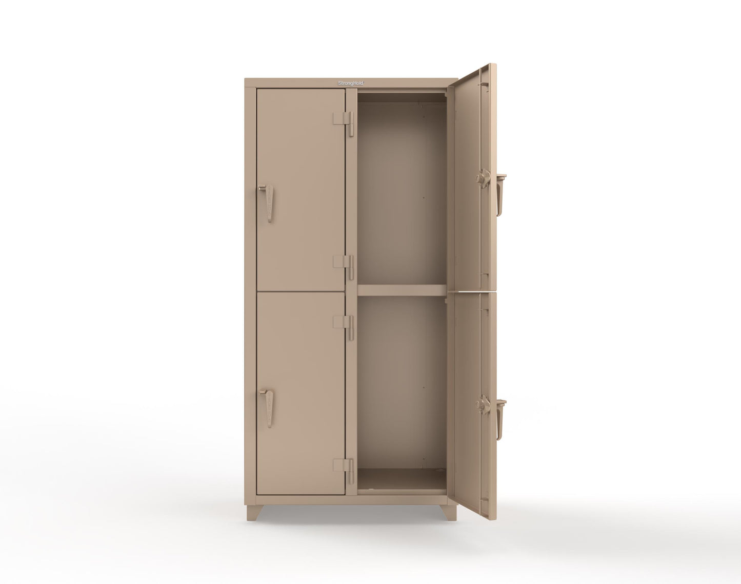 Extra Heavy Duty 14 GA Double-Tier Locker, 4 Compartments - 36 in. W x 18 in. D x 75 in. H - 36-4D-18-2T-L-1019
