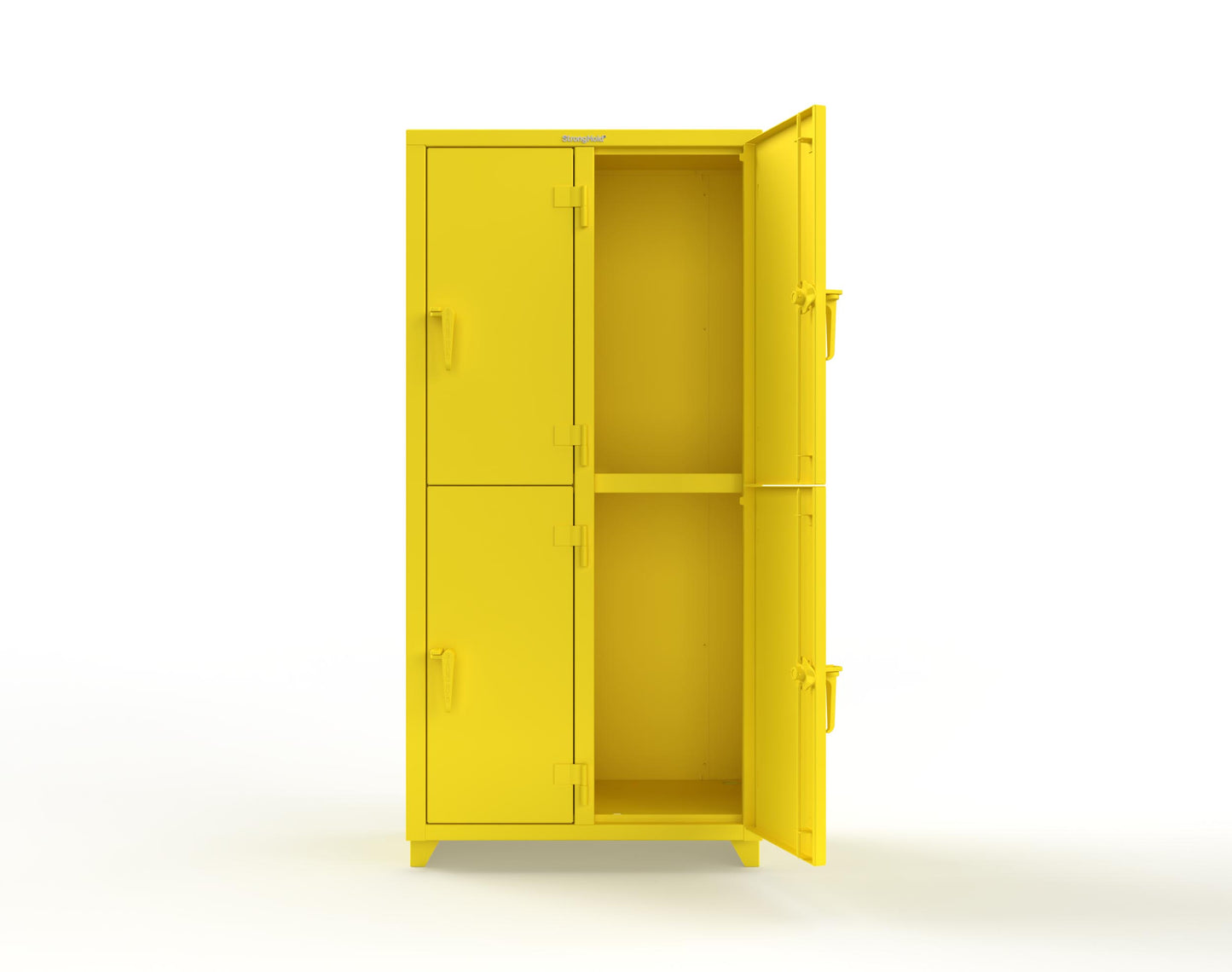 Extra Heavy Duty 14 GA Double-Tier Locker, 4 Compartments - 36 in. W x 18 in. D x 75 in. H - 36-4D-18-2T-L-1021