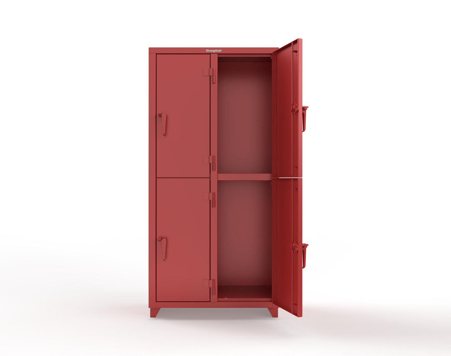 Extra Heavy Duty 14 GA Double-Tier Locker, 4 Compartments - 36 in. W x 18 in. D x 75 in. H - 36-4D-18-2T-L-3001