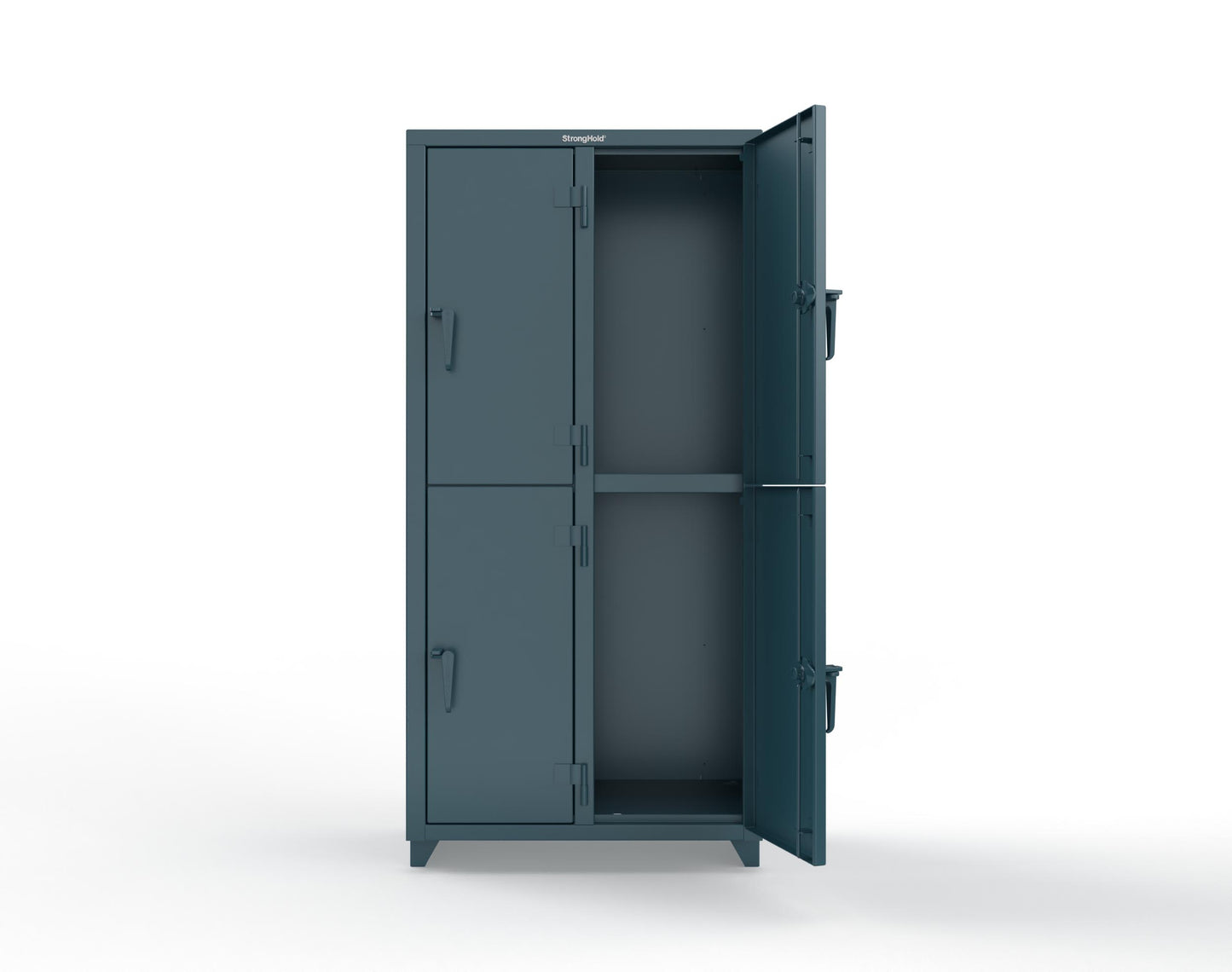 Extra Heavy Duty 14 GA Double-Tier Locker, 4 Compartments - 36 in. W x 18 in. D x 75 in. H - 36-4D-18-2T-L-5001