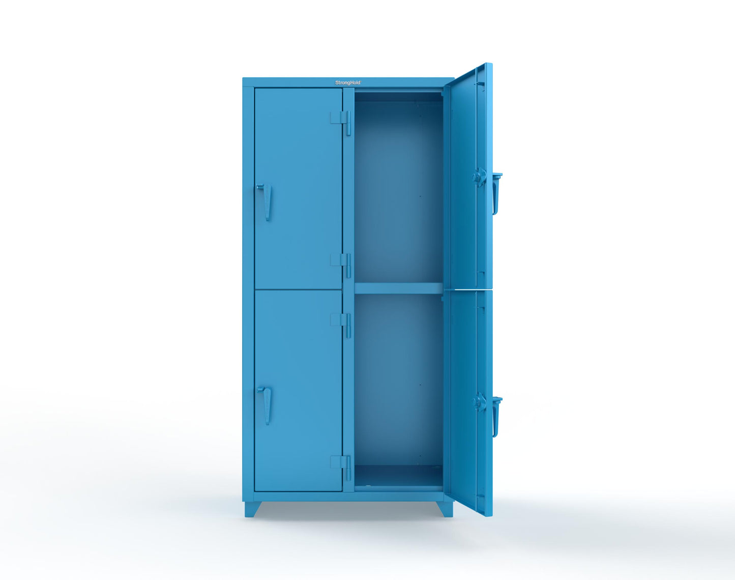Extra Heavy Duty 14 GA Double-Tier Locker, 4 Compartments - 36 in. W x 18 in. D x 75 in. H - 36-4D-18-2T-L-5012