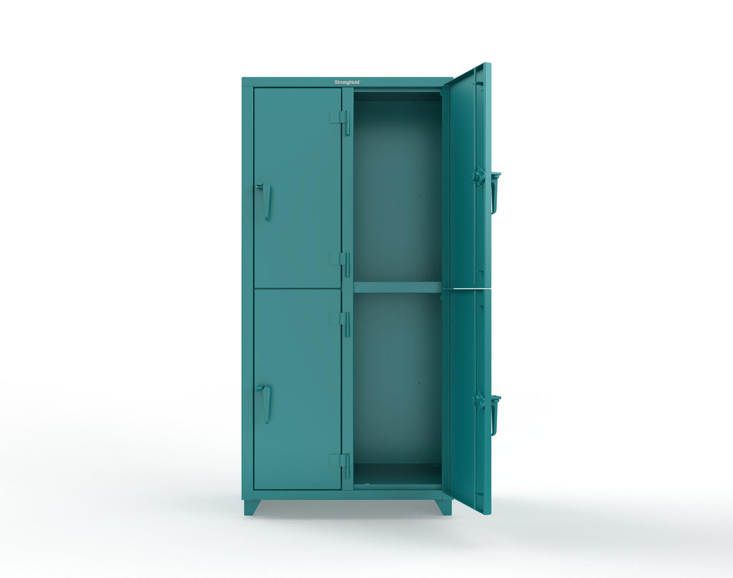 Extra Heavy Duty 14 GA Double-Tier Locker, 4 Compartments - 36 in. W x 18 in. D x 75 in. H - 36-4D-18-2T-L-5021
