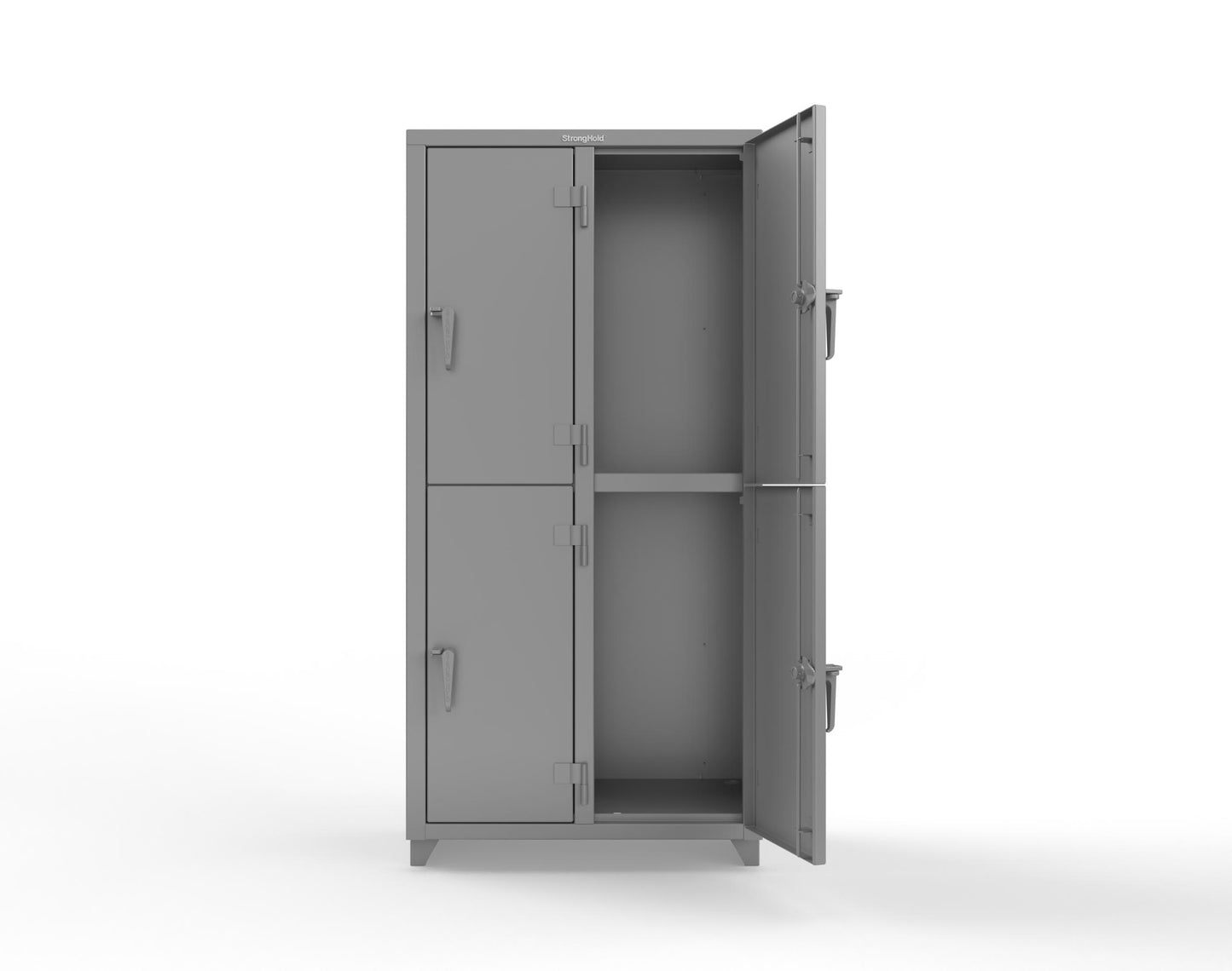 Extra Heavy Duty 14 GA Double-Tier Locker, 4 Compartments - 36 in. W x 18 in. D x 75 in. H - 36-4D-18-2T-L-7037