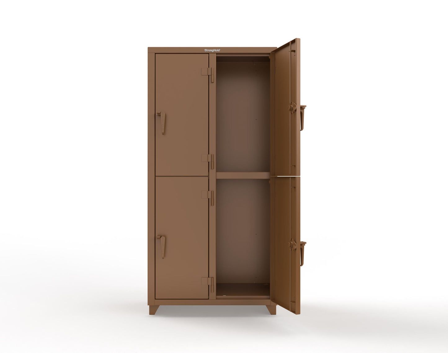 Extra Heavy Duty 14 GA Double-Tier Locker, 4 Compartments - 36 in. W x 18 in. D x 75 in. H - 36-4D-18-2T-L-8008