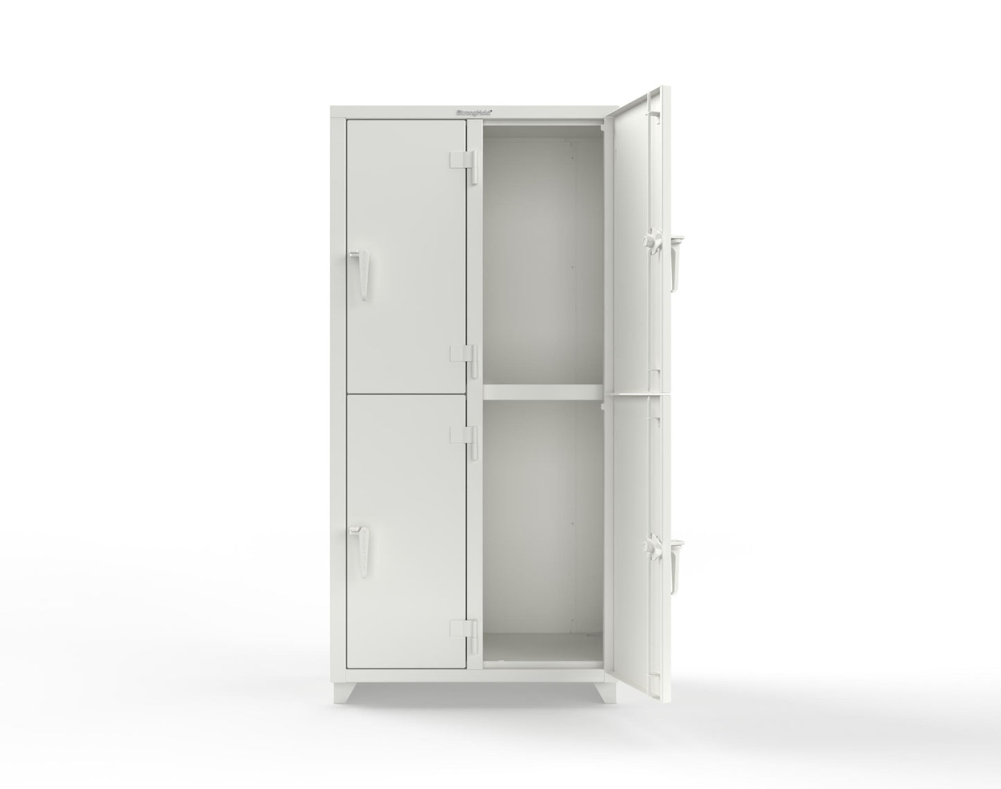 Extra Heavy Duty 14 GA Double-Tier Locker, 4 Compartments - 36 in. W x 18 in. D x 75 in. H - 36-4D-18-2T-L-9003