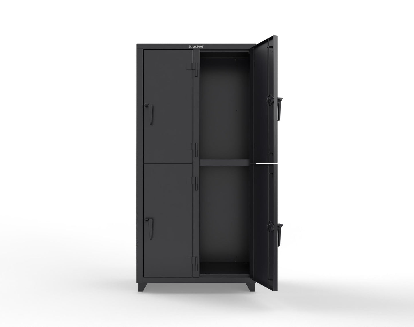 Extra Heavy Duty 14 GA Double-Tier Locker, 4 Compartments - 36 in. W x 18 in. D x 75 in. H - 36-4D-18-2T-L-9005