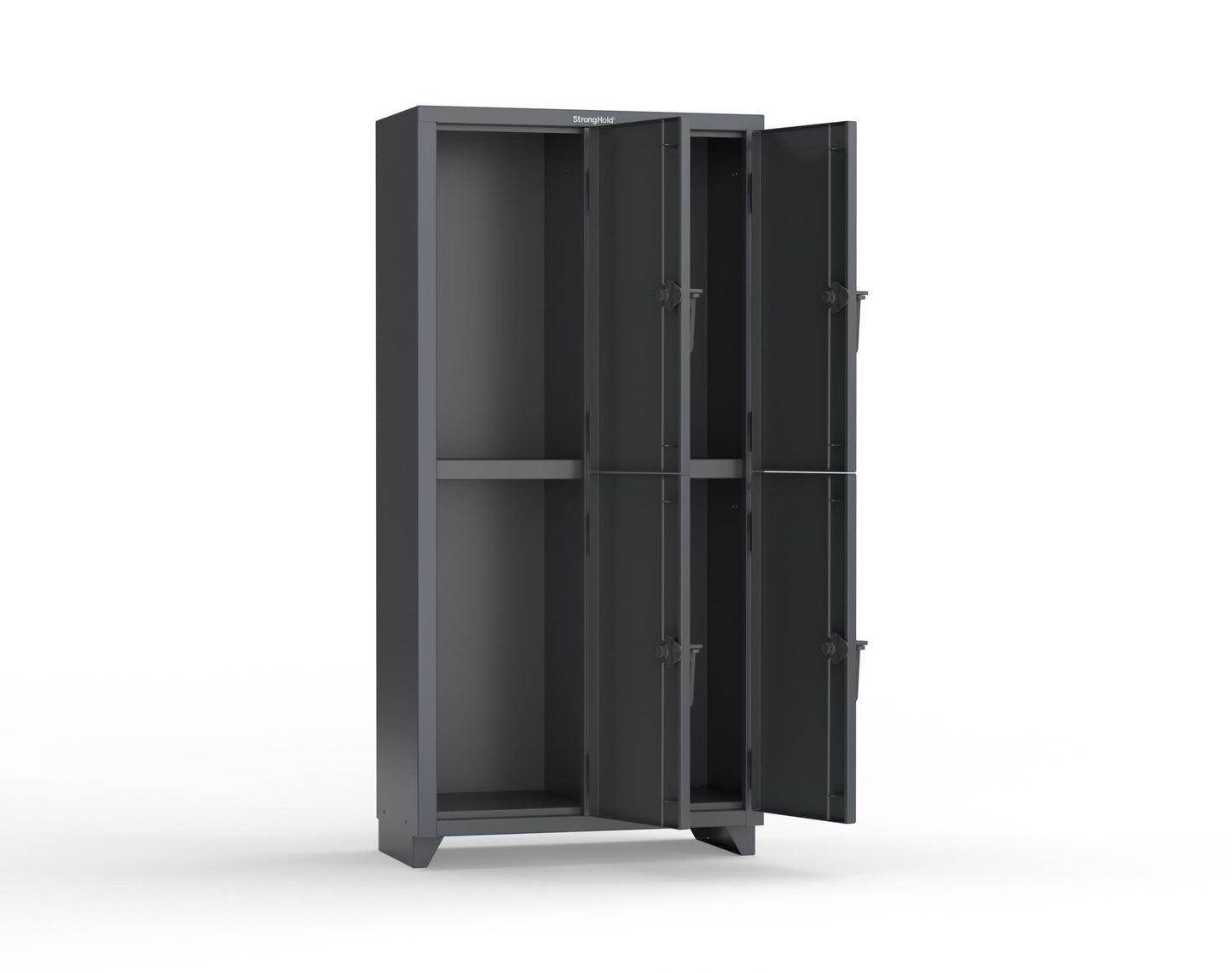 Extra Heavy Duty 14 GA Double-Tier Locker, 4 Compartments - 36 in. W x 18 in. D x 75 in. H - 36-4D-18-2T-L-7024