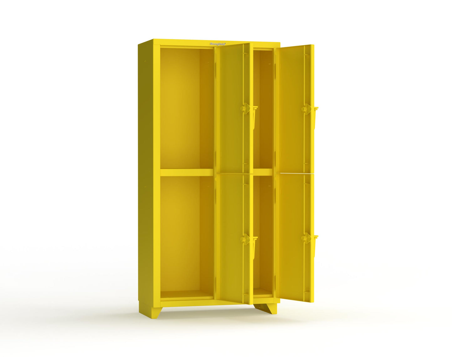 Extra Heavy Duty 14 GA Double-Tier Locker, 4 Compartments - 36 in. W x 18 in. D x 75 in. H - 36-4D-18-2T-L-1021