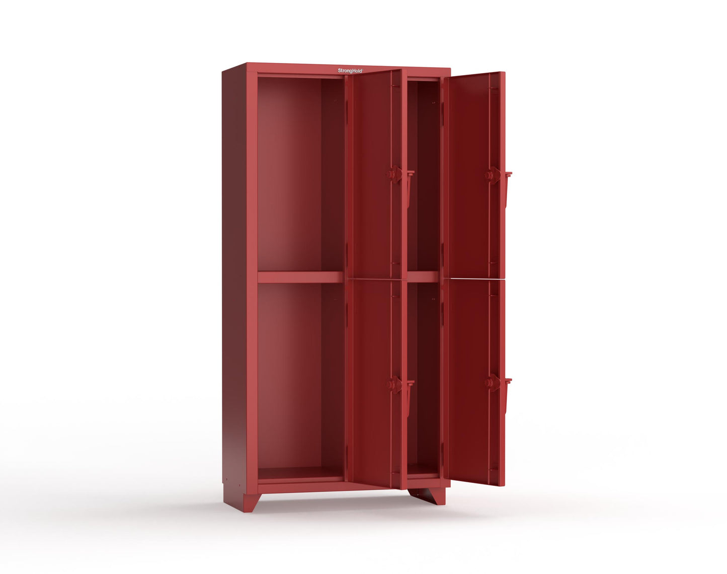 Extra Heavy Duty 14 GA Double-Tier Locker, 4 Compartments - 36 in. W x 18 in. D x 75 in. H - 36-4D-18-2T-L-3001