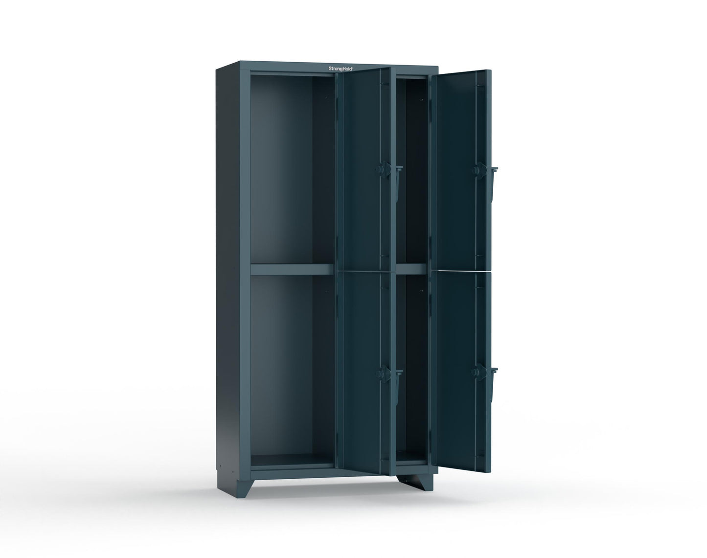 Extra Heavy Duty 14 GA Double-Tier Locker, 4 Compartments - 36 in. W x 18 in. D x 75 in. H - 36-4D-18-2T-L-5001