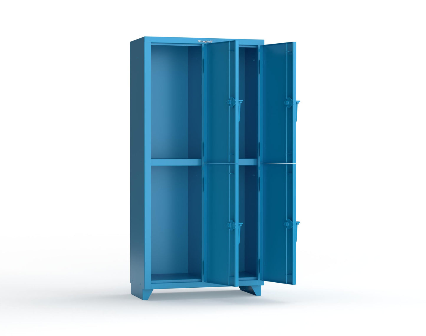 Extra Heavy Duty 14 GA Double-Tier Locker, 4 Compartments - 36 in. W x 18 in. D x 75 in. H - 36-4D-18-2T-L-5012